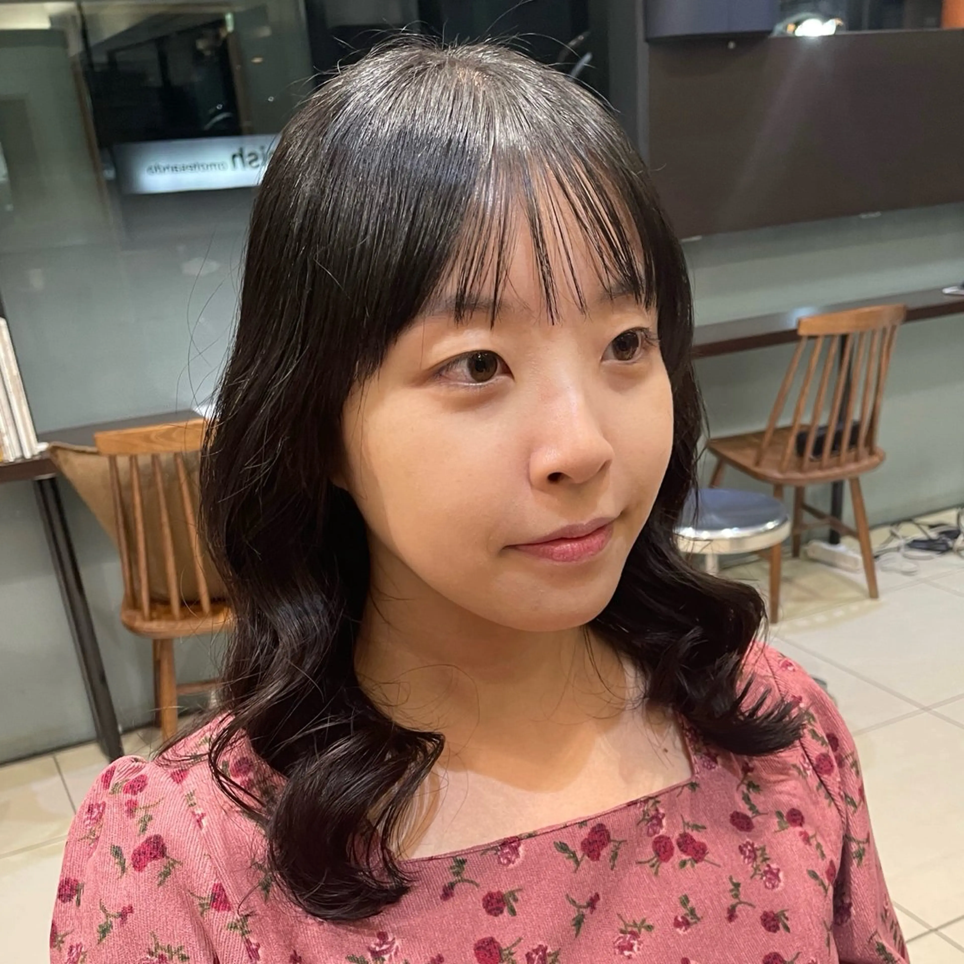 ミディアム パーマ パーマ 韓国風パーマ🌿コテ 巻き風パーマ/るいのヘアスタイル