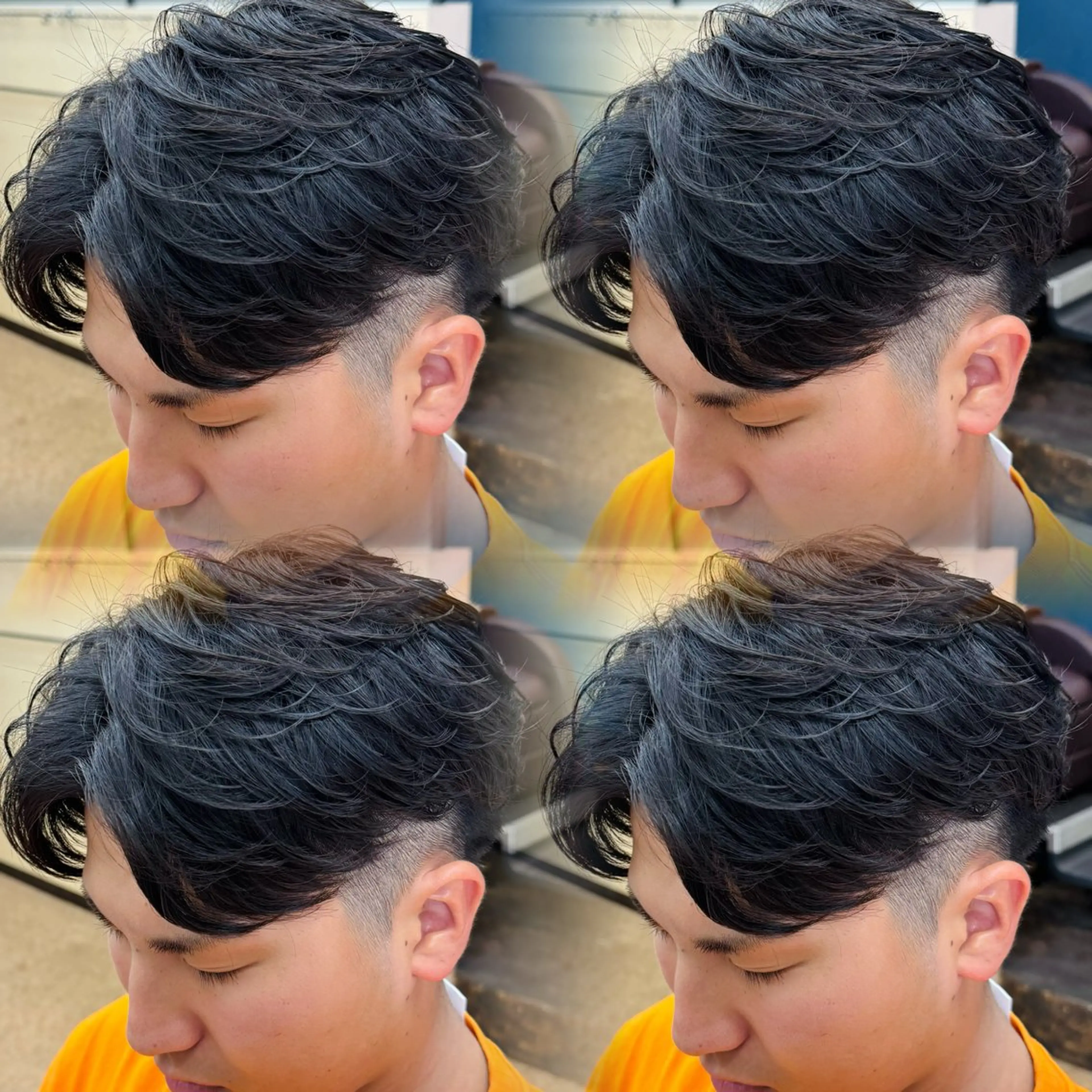 ミディアム メンズ ミディアムパーマ フェザーパーマ メンズパーマ カット パーマ 焼津メンズパーマ特化 大石雄生のヘアスタイル