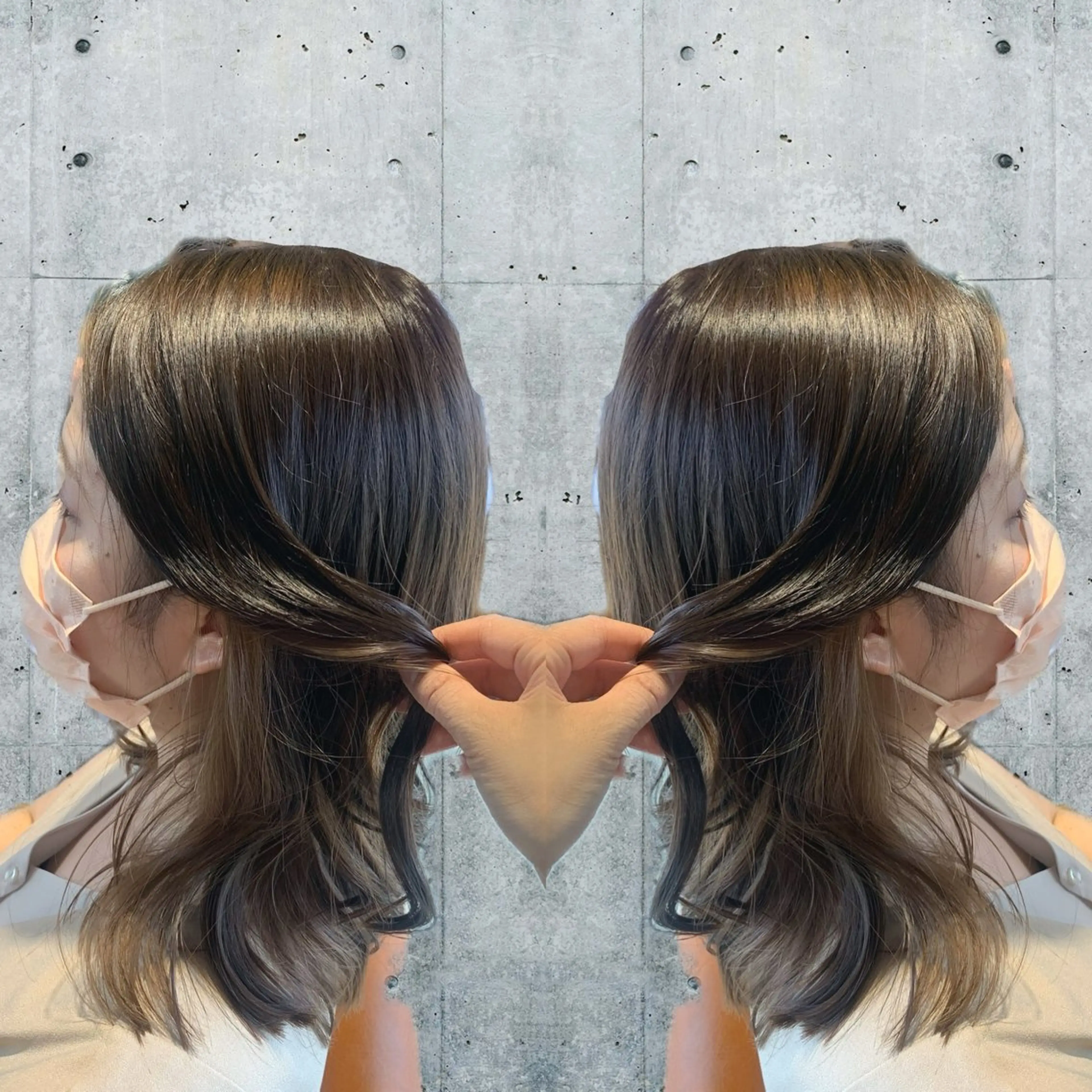 ミディアム カラー ベージュカラー ホワイトベージュ 韓国🇰🇷 ✂︎hair 内田愛のヘアスタイル