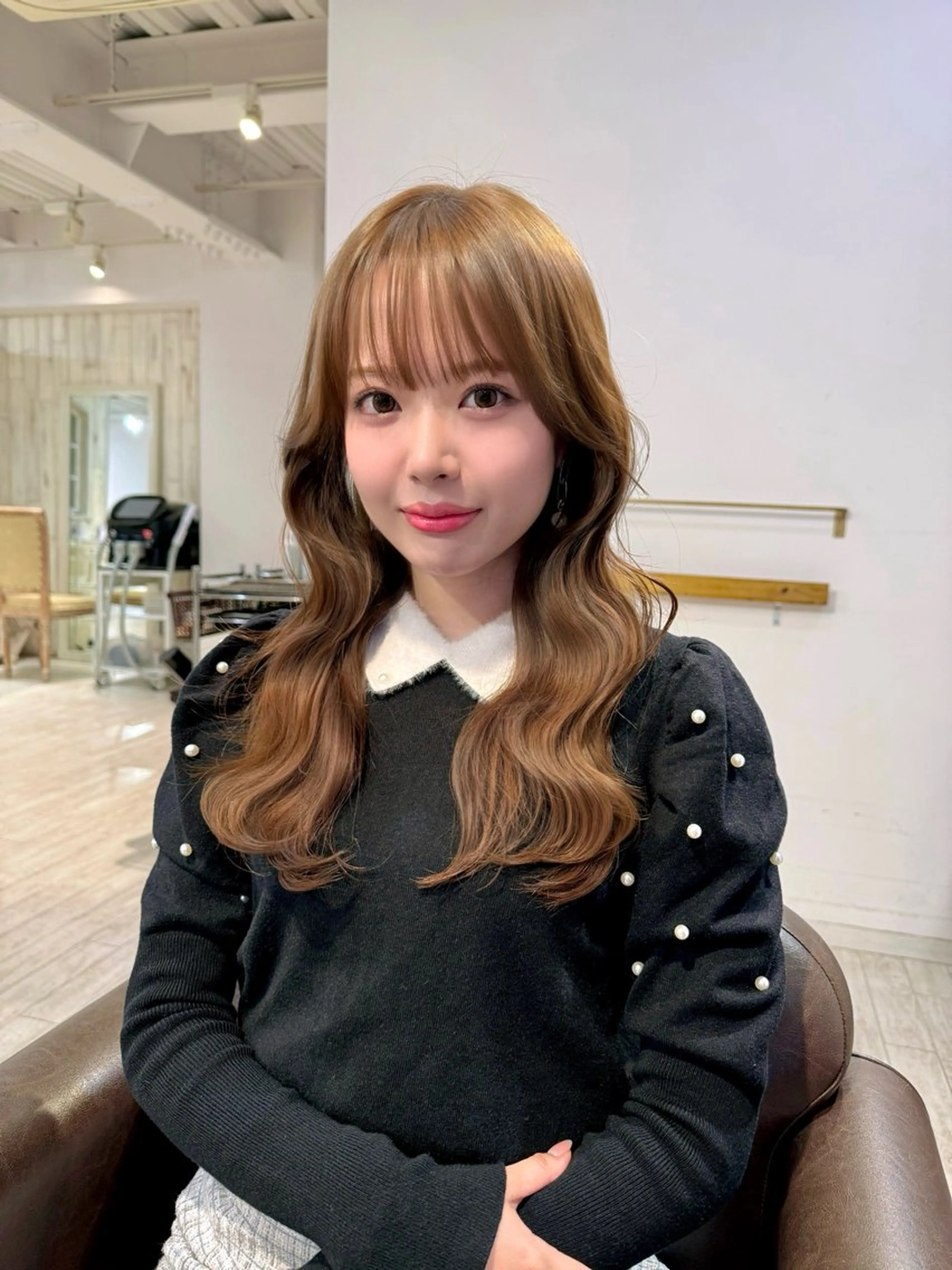 セミロング レイヤーカット カット トリートメント 大人可愛いレイヤー 大田のヘアスタイル