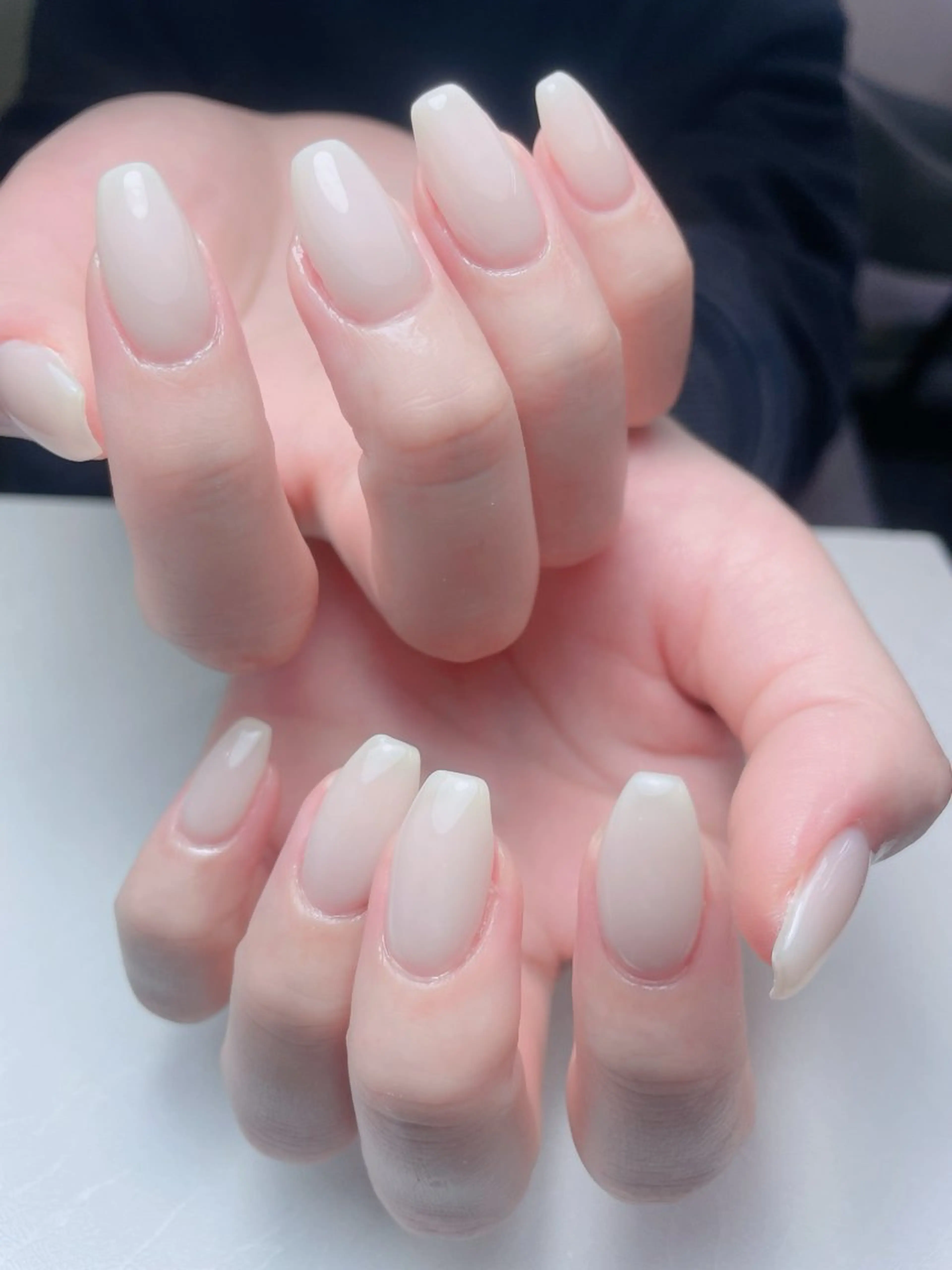 ネイル フレンチネイル ジェルネイル ガーリー ガラスフレンチ グラデーション 中野駅から2分 MEO NAILのネイルデザイン