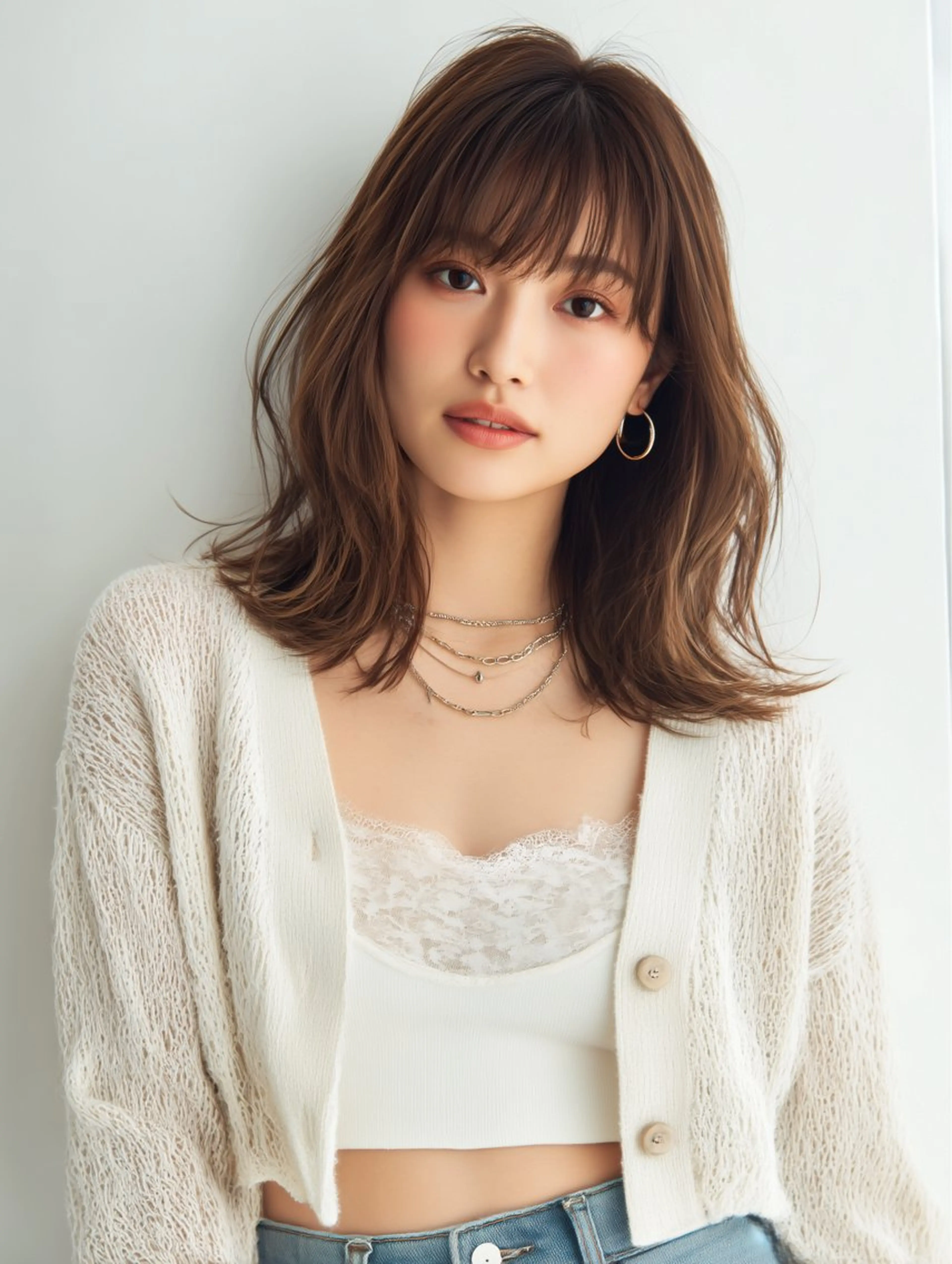 ミディアム カラー 北川大輔🌟 小顔レイヤーカットのヘアスタイル