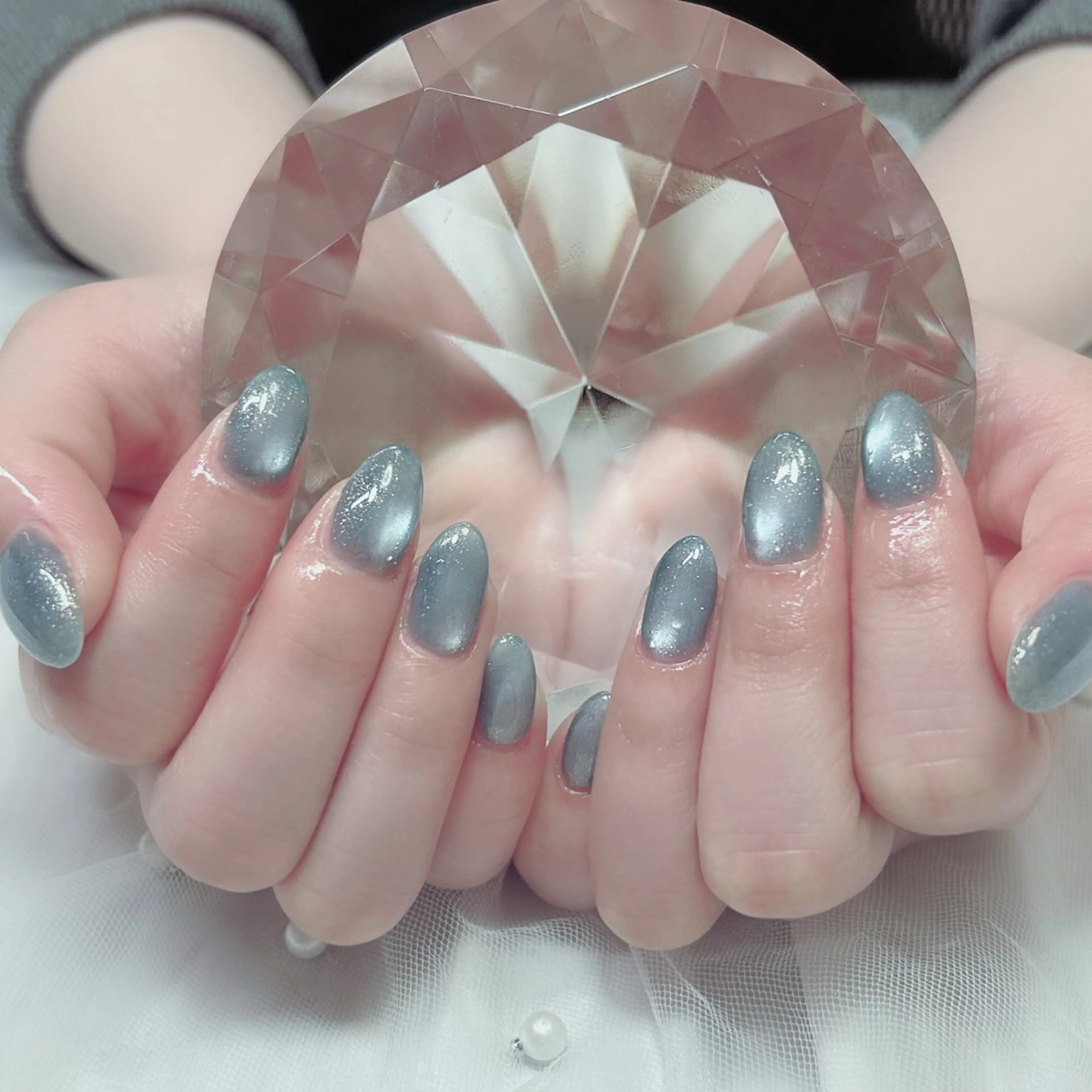 ネイル オーロラネイル フラワーネイル フレンチネイル キラキラネイル ラメ(グリッター) ハンドネイル Cute Tips nailのネイルデザイン