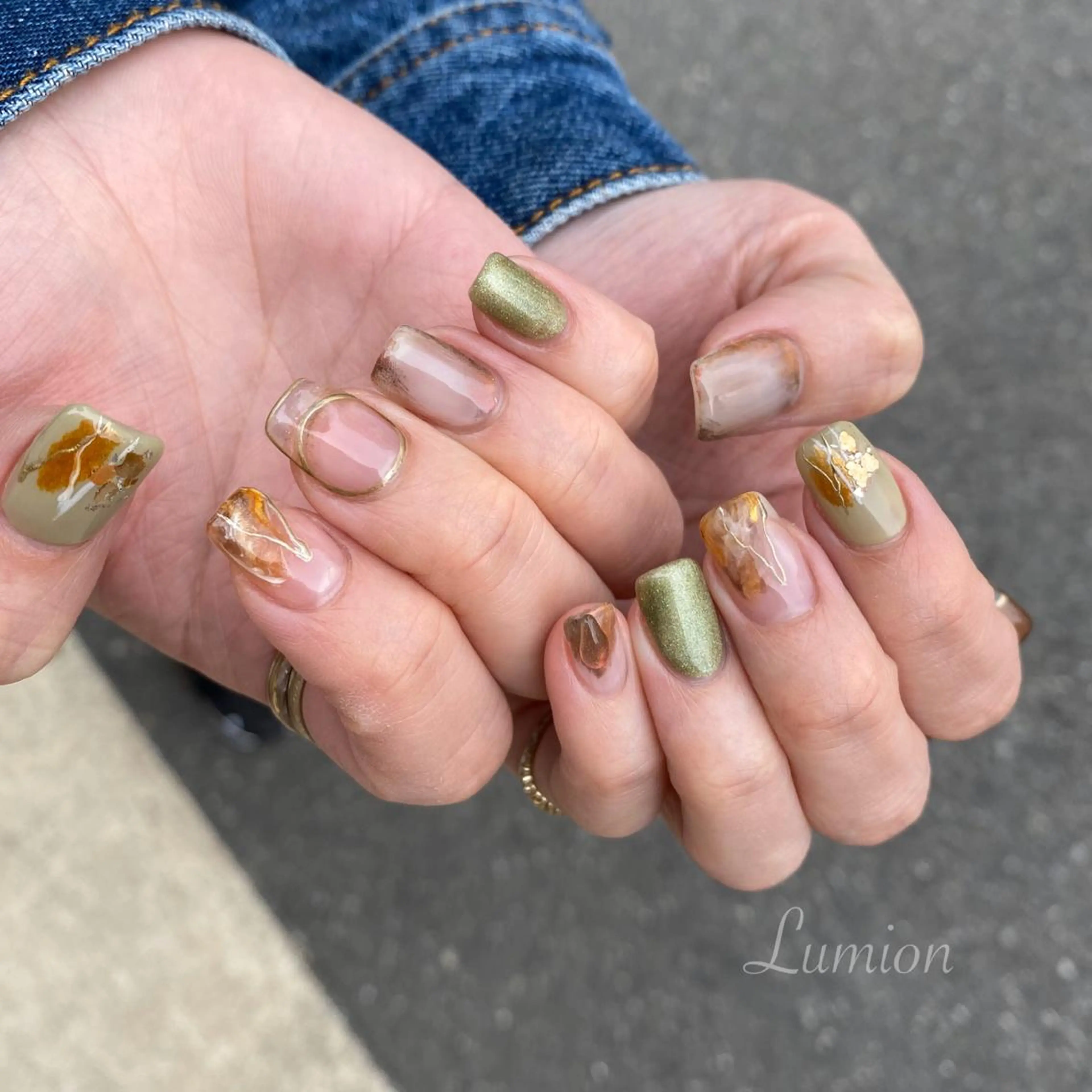 ネイル ジェルネイル マグネットネイル ミラーネイル ニュアンスネイル ピスタチオネイル ハンドネイル nailroom Lumionのネイルデザイン