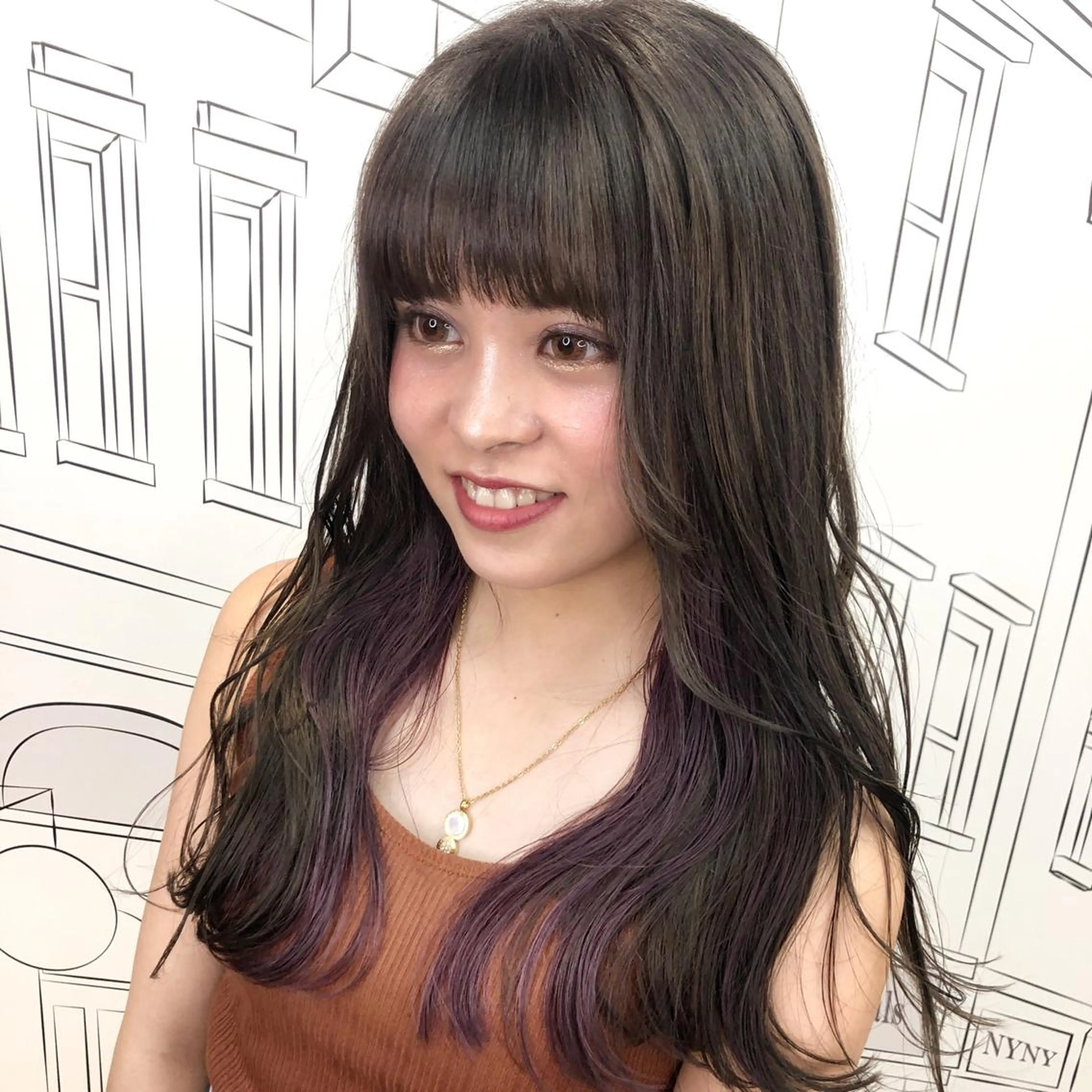 ミディアム カラー TOMOKA 艶髪/透明感カラーのヘアスタイル