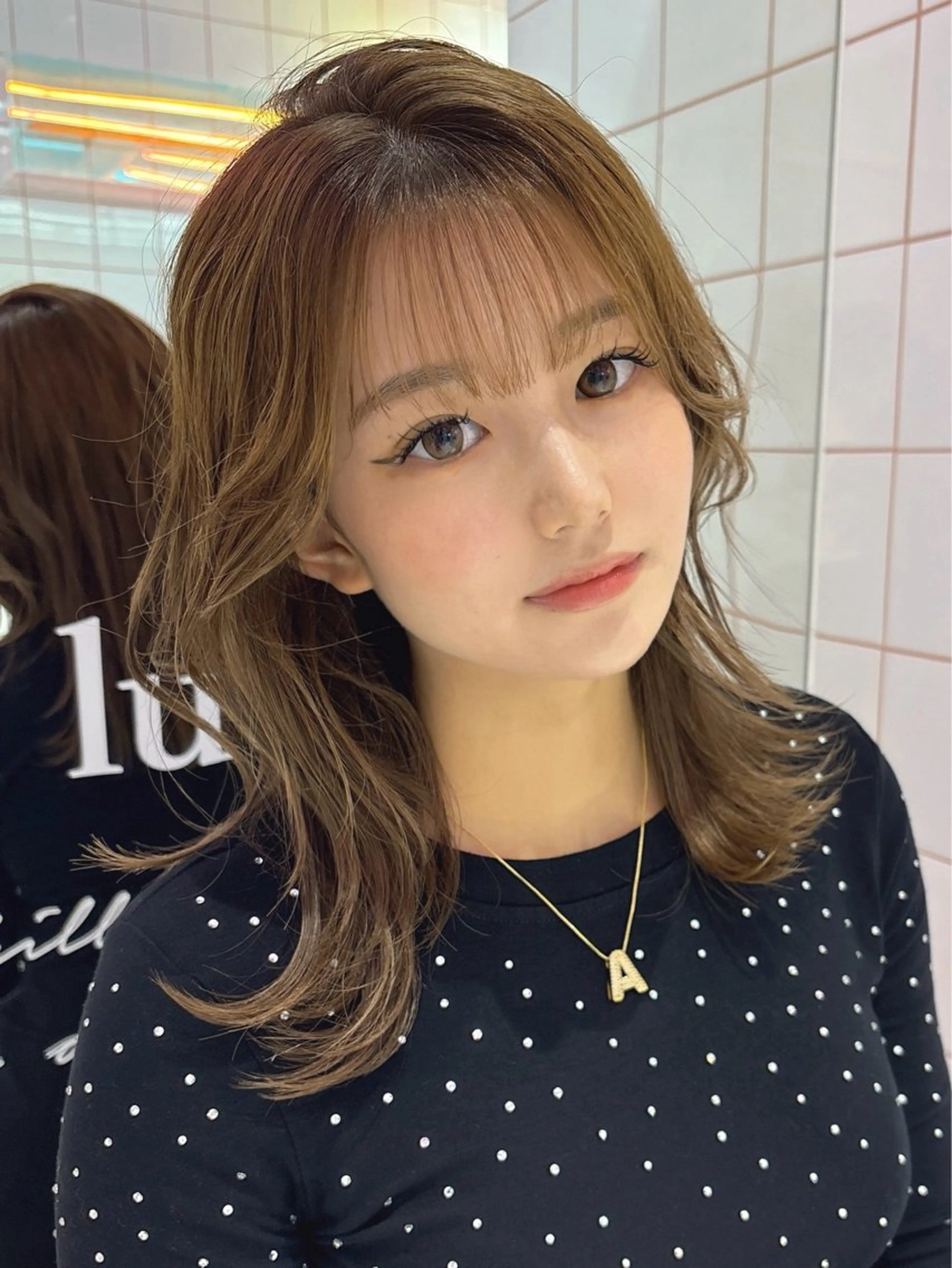 ミディアム トリートメント ヘアカラー 色気レイヤースタイル 洒落色気ヘアマサトのヘアスタイル