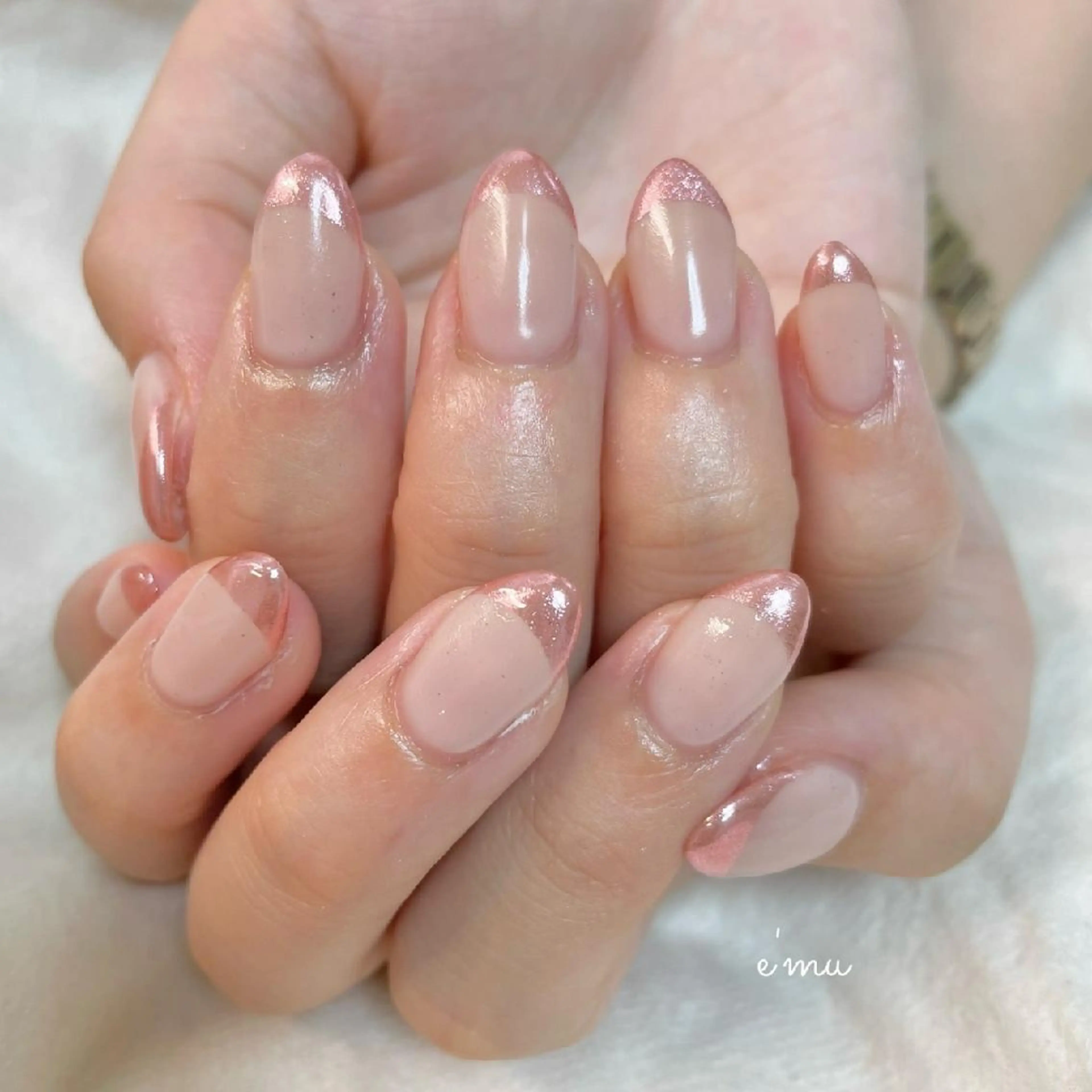ネイル フレンチネイル ミラーネイル ハンドネイル nail salon e'mu💐のネイルデザイン