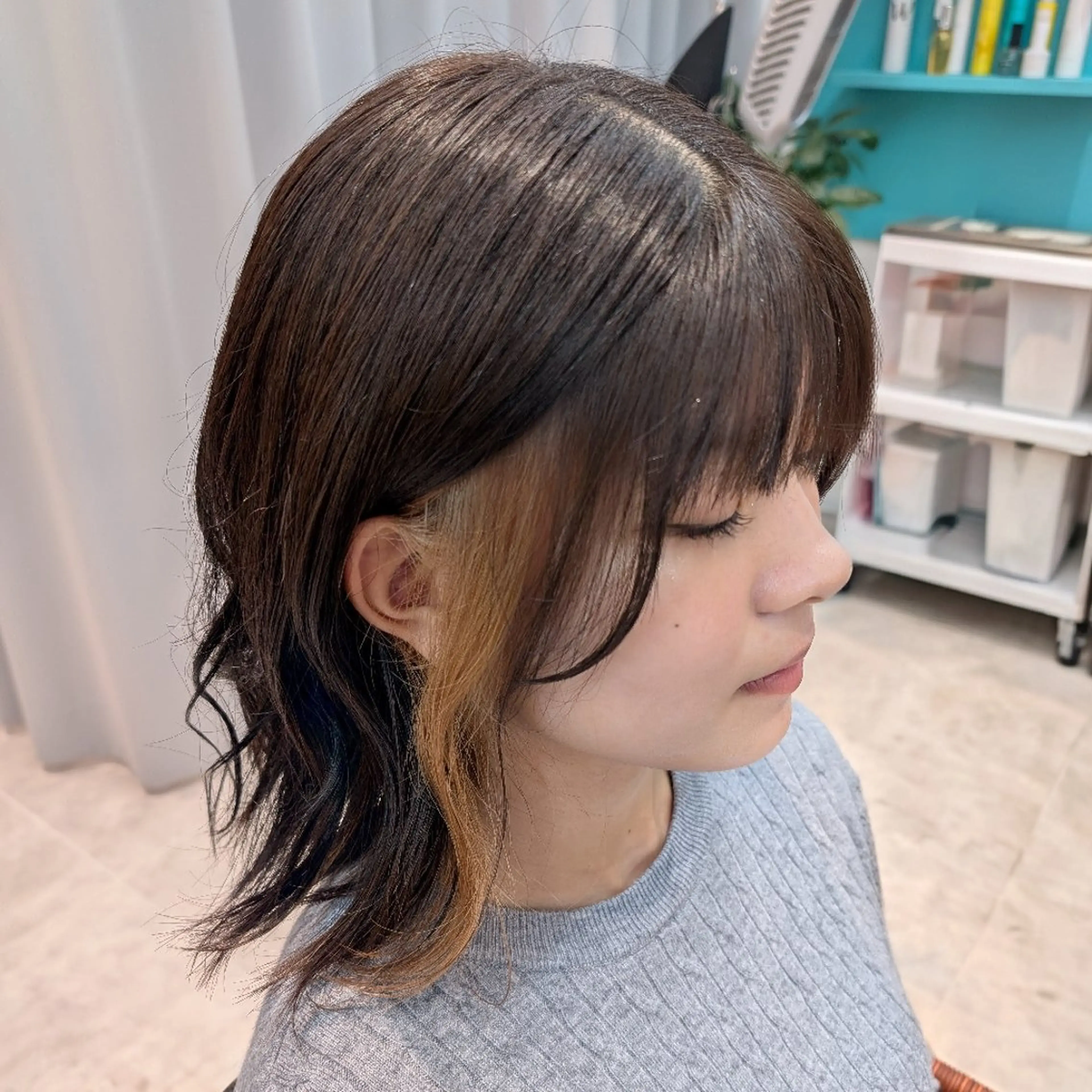 ミディアム カラー ヘアカラー 田端みおと🐱 SoZoBridgeのヘアスタイル