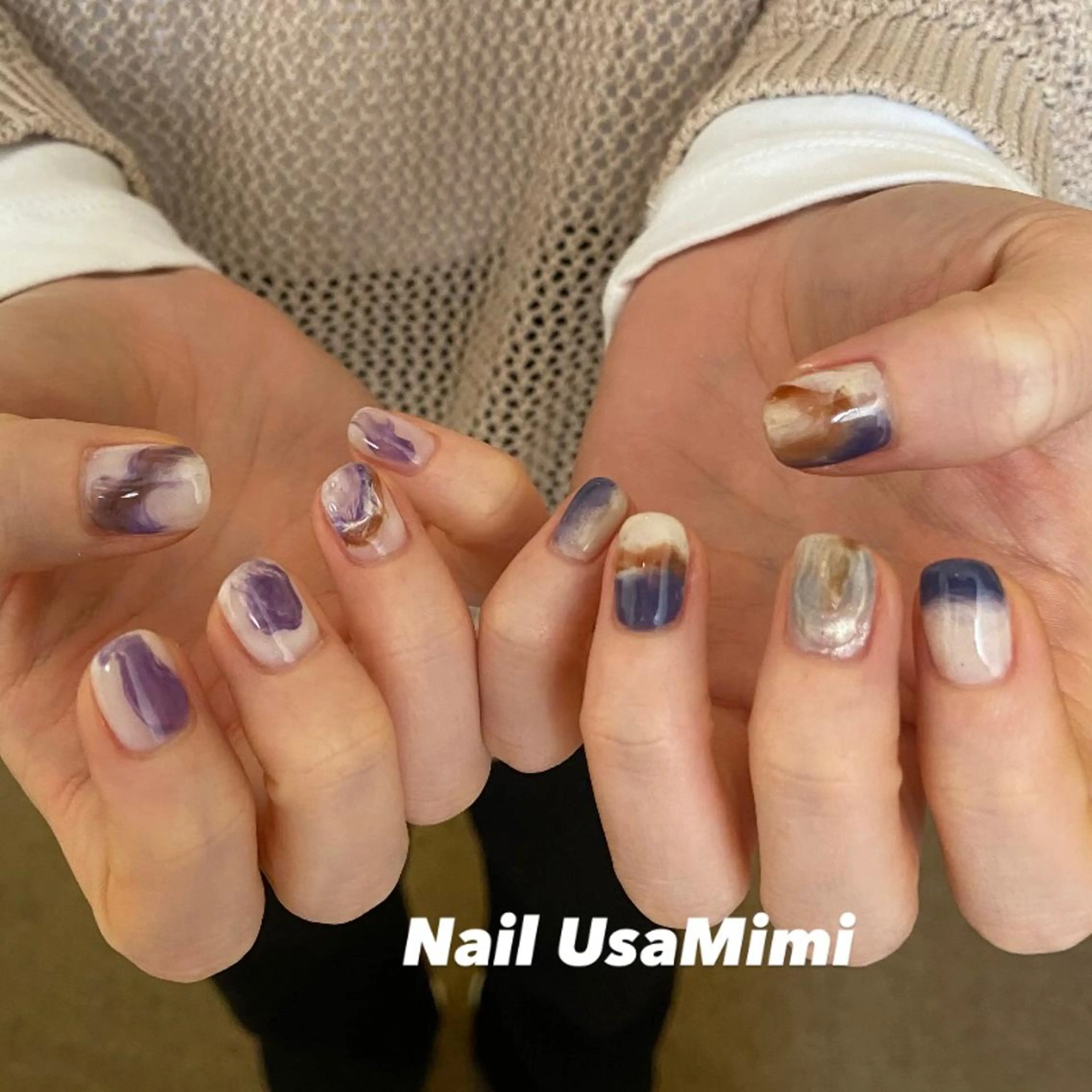 ネイル フットネイル ジェルネイル マグネットネイル 持ち込み ニュアンスネイル 本町ネイルNail UsaMimiのネイルデザイン