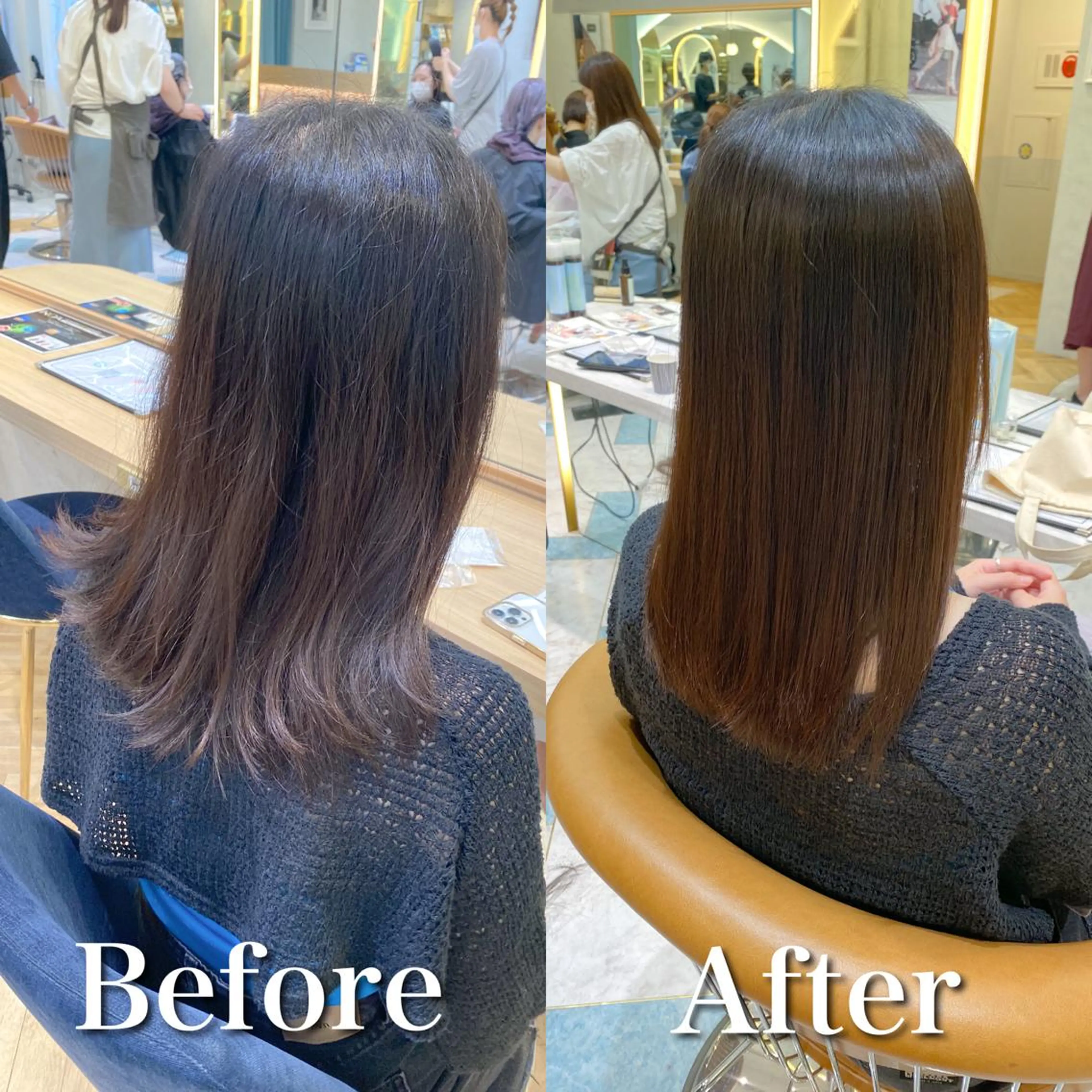 ミディアム カット ヘアカラー 縮毛矯正 トリートメント ❣️モテ髪❣️佐野 圭佑のヘアスタイル