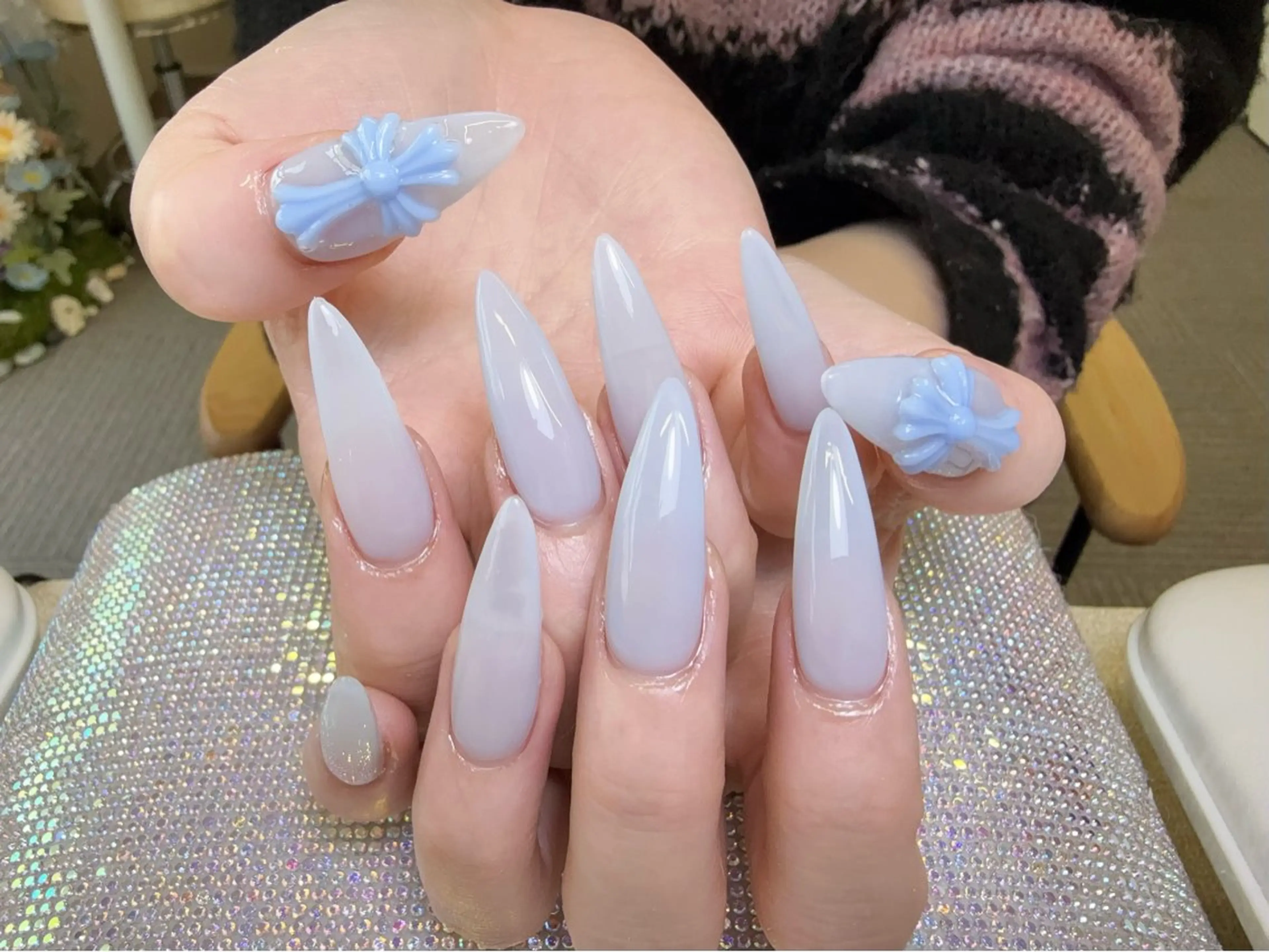 ネイル オーロラネイル チークネイル 長さ出し フットネイル フレンチネイル ハンドネイル Yu  Ki ネイルのネイルデザイン