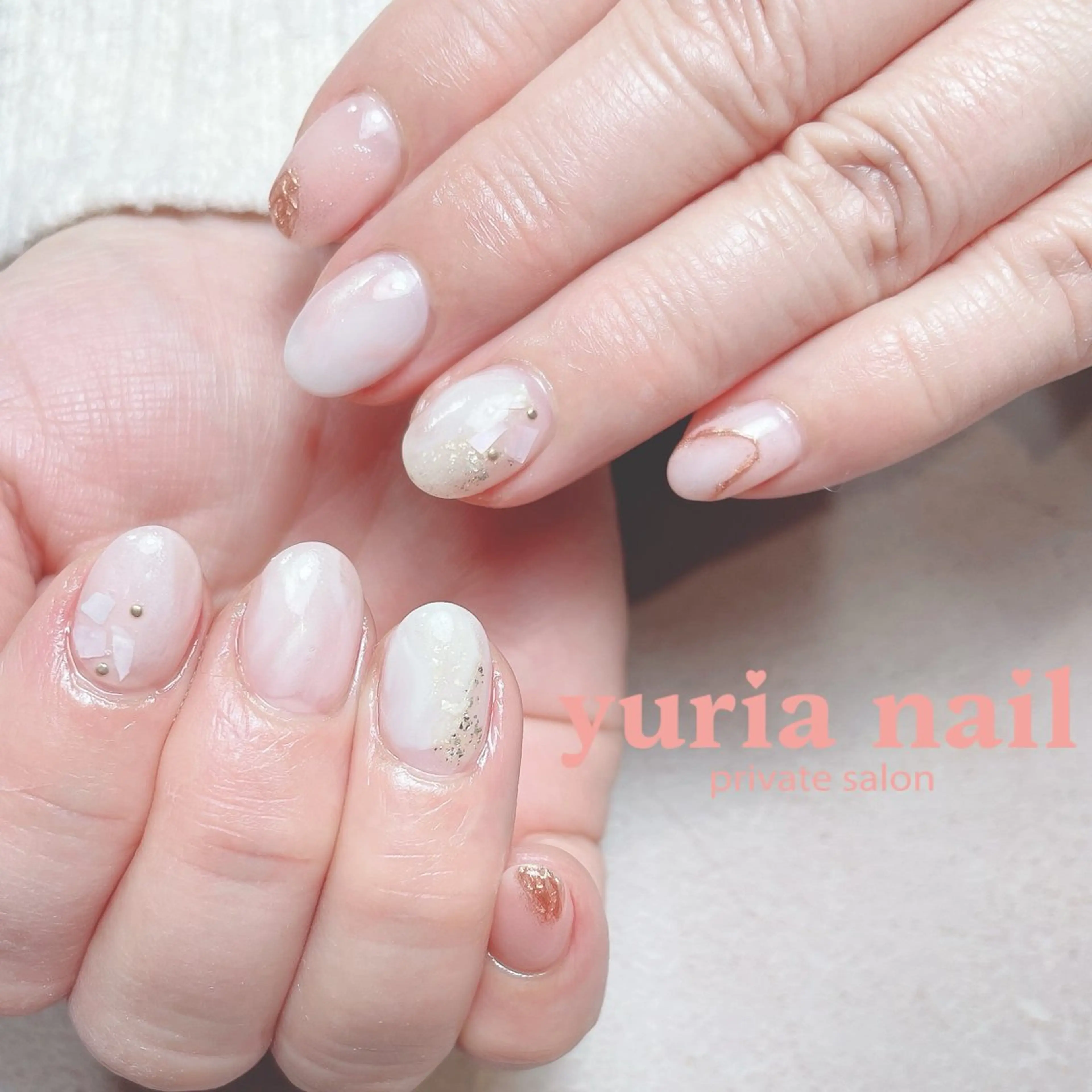ネイル ジェルネイル ニュアンスネイル ピンク ホワイト ハンドネイル 小林 ゆりあのネイルデザイン
