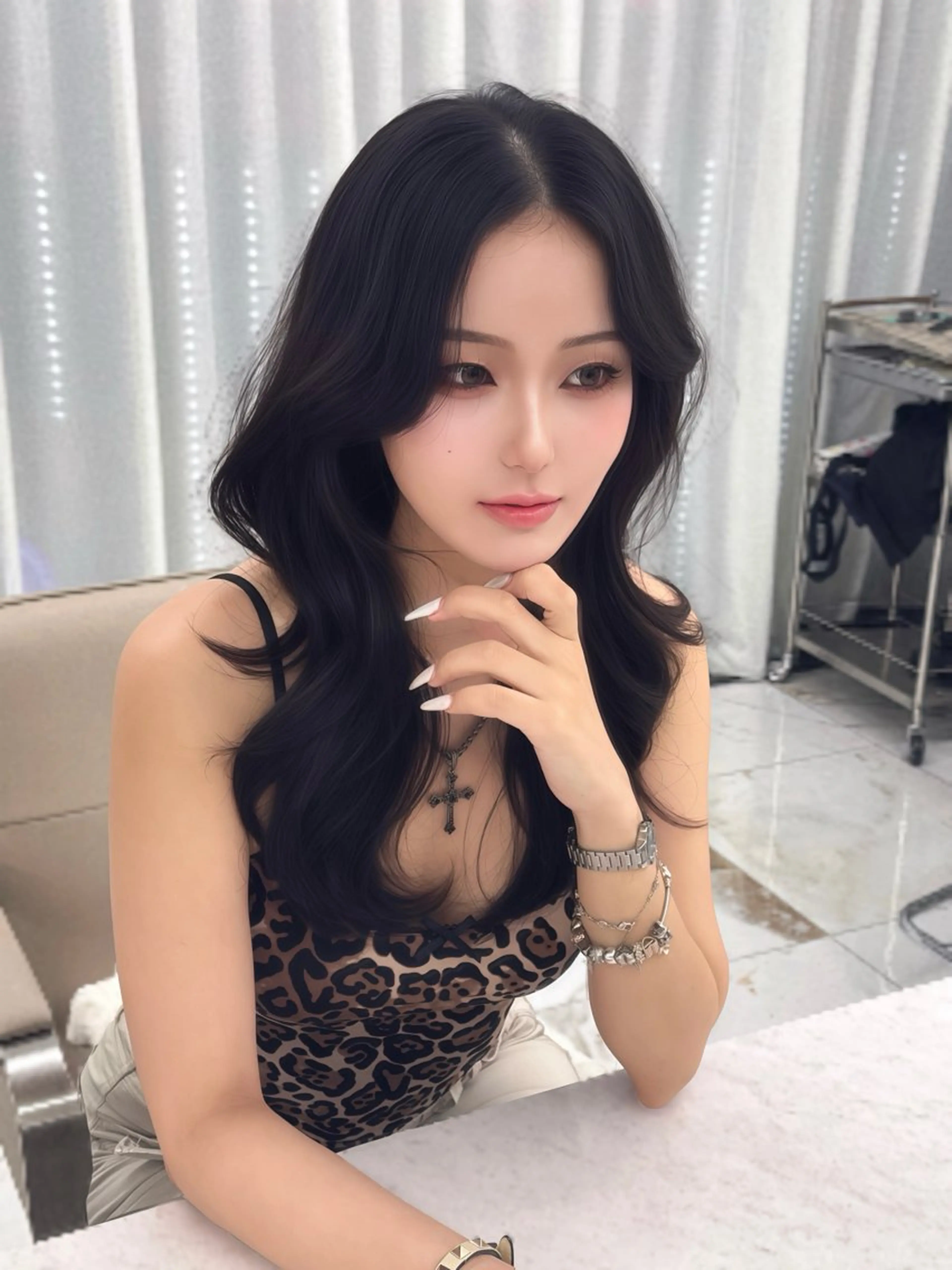 ロング のり🐼顔まわり/ 韓国/レイヤーカットのヘアスタイル