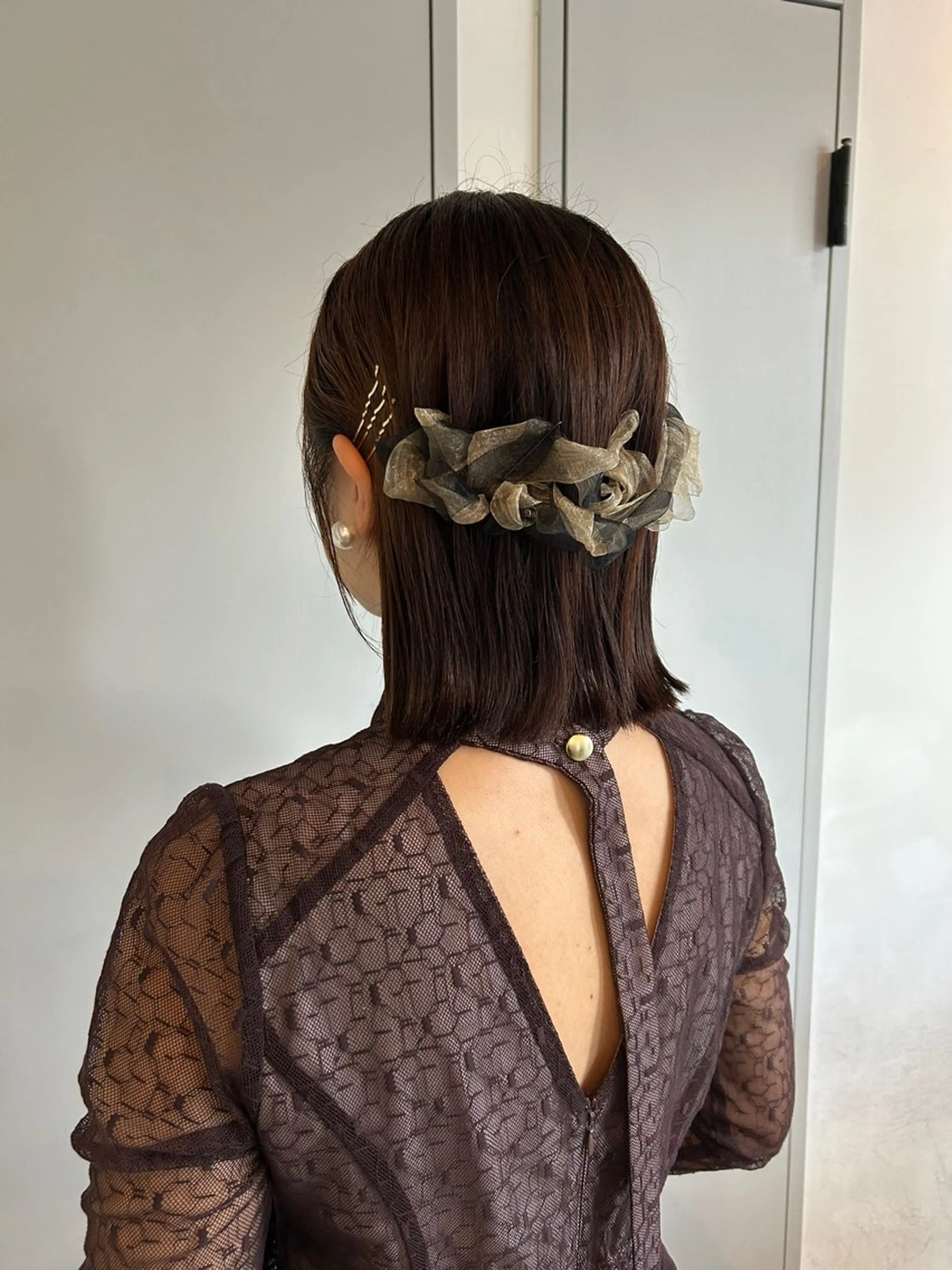 ミディアム ヘアアレンジ ボブ ヘアセット FERIA 池田 比嘉あゆ美のヘアスタイル