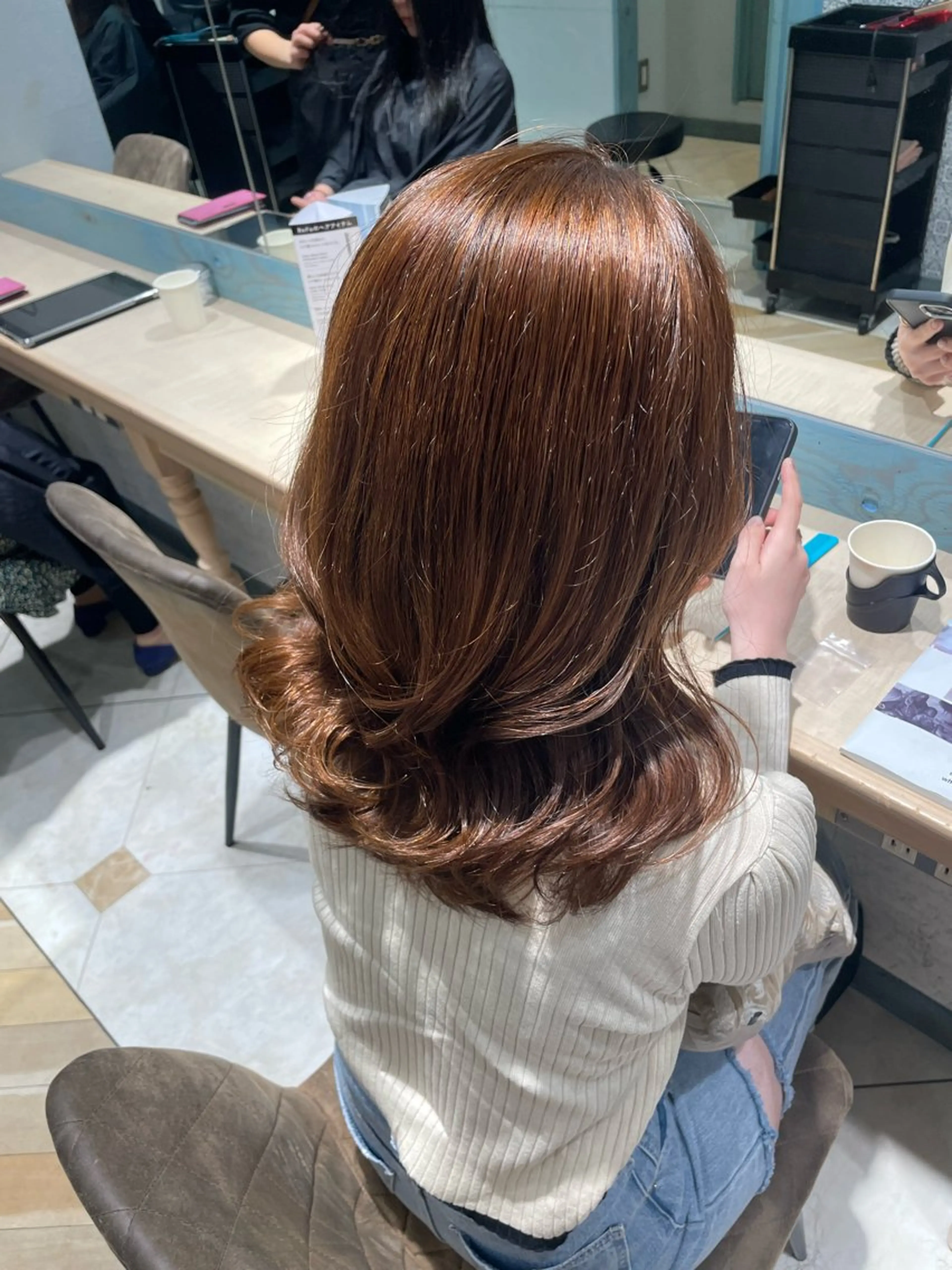 セミロング カラー 顔周り\エクステ\ 透明感カラー\まりんのヘアスタイル