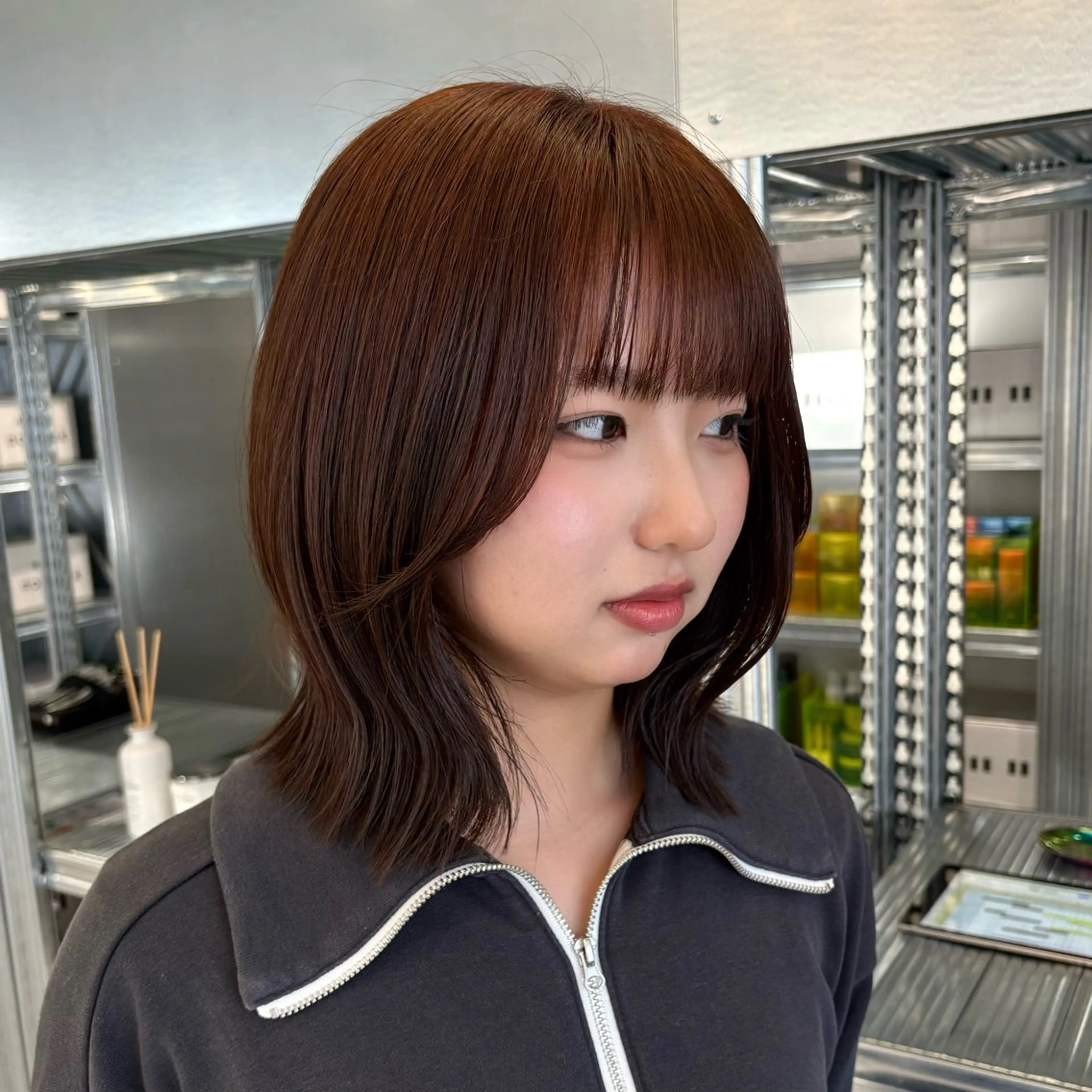 ミディアム カラー カット ヘアカラー トリートメント ✨縮毛矯正/ボブ✨ 佐藤 さくらのヘアスタイル