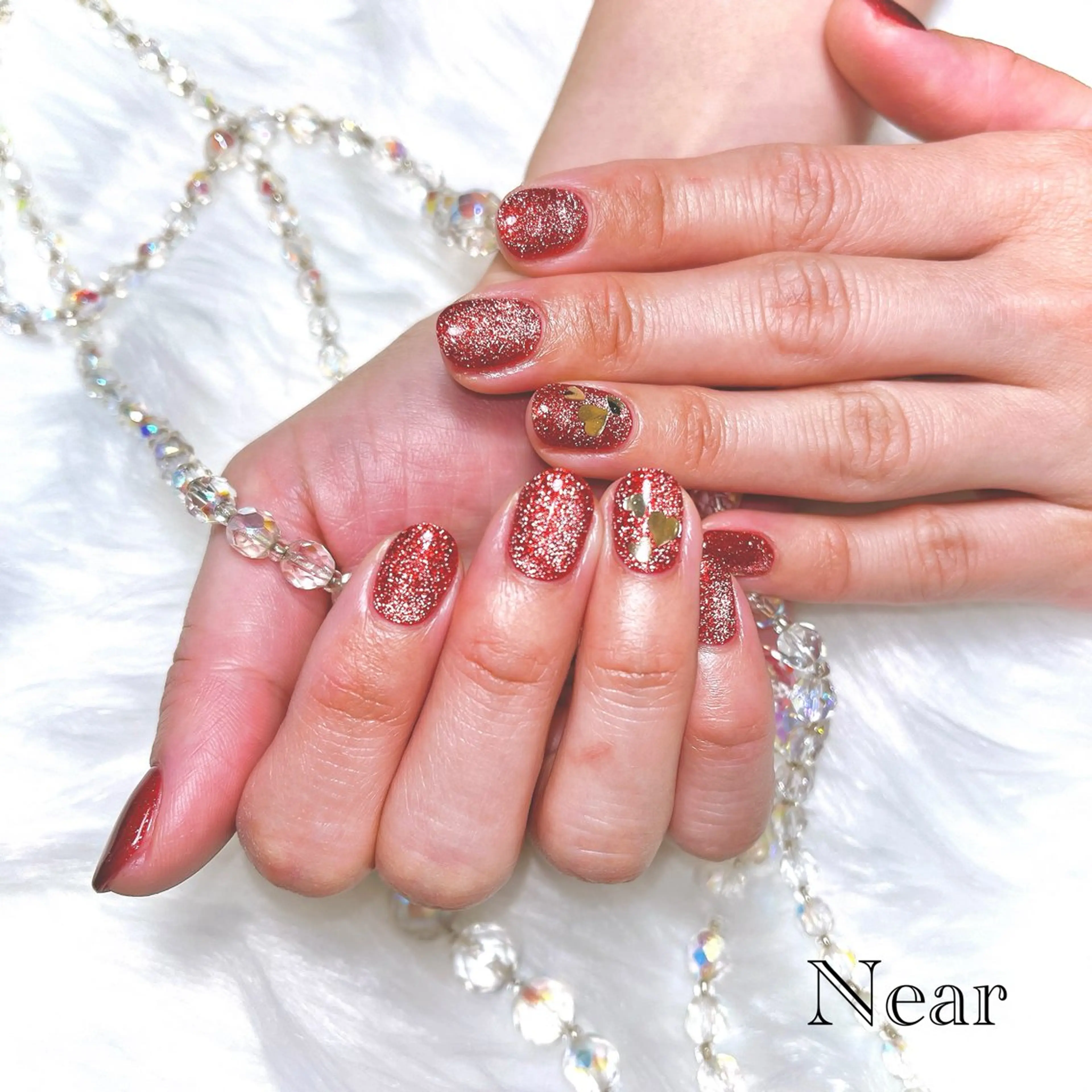 ネイル ハート ホログラムネイル マグネットネイル ハンドネイル Nailsalon Nearのネイルデザイン