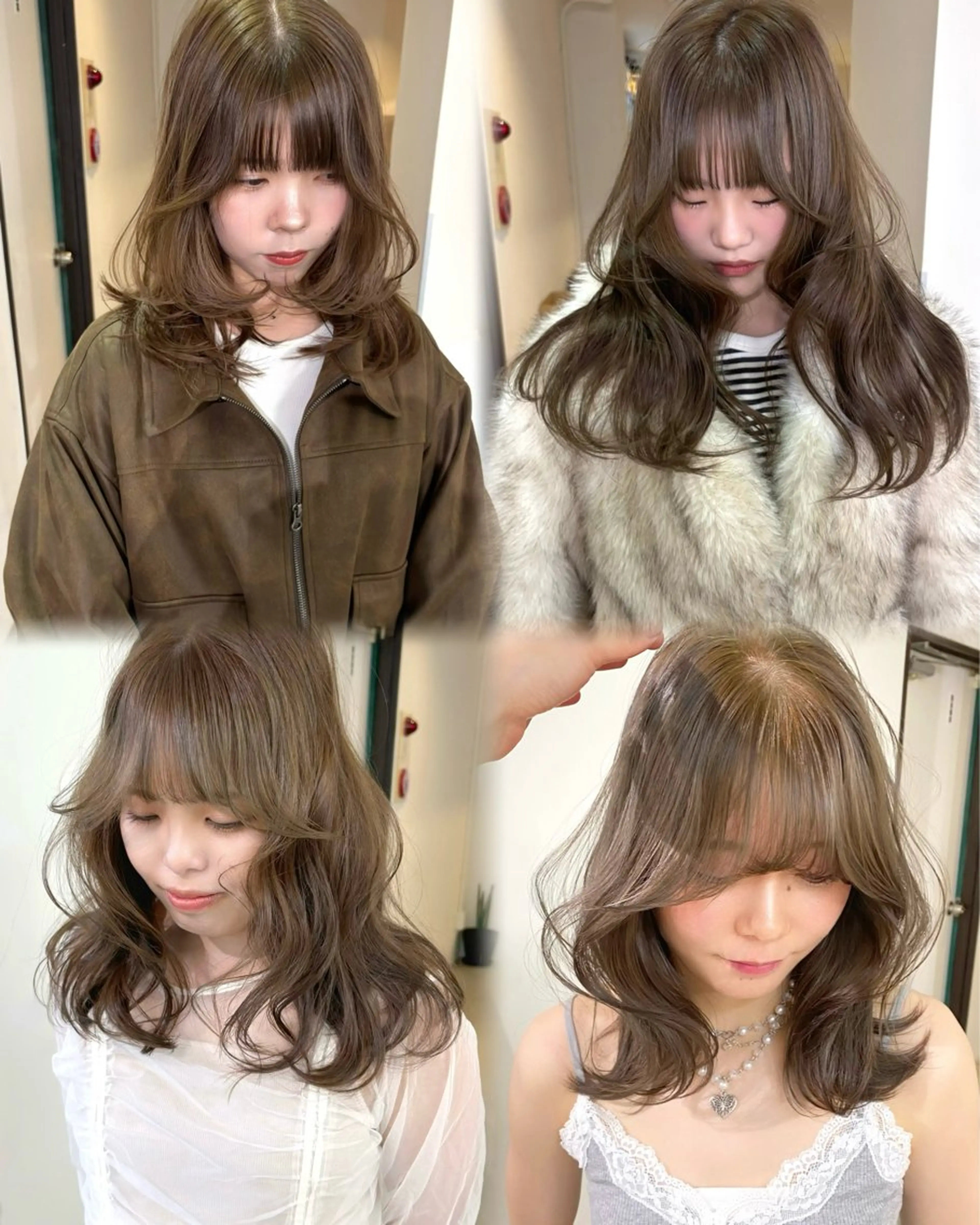 ロング カラー 黒髪 ブリーチ 透明感カラー ダブルカラー ブリーチなしカラー mizuki/ピンク ベージュ.レイヤーのヘアスタイル