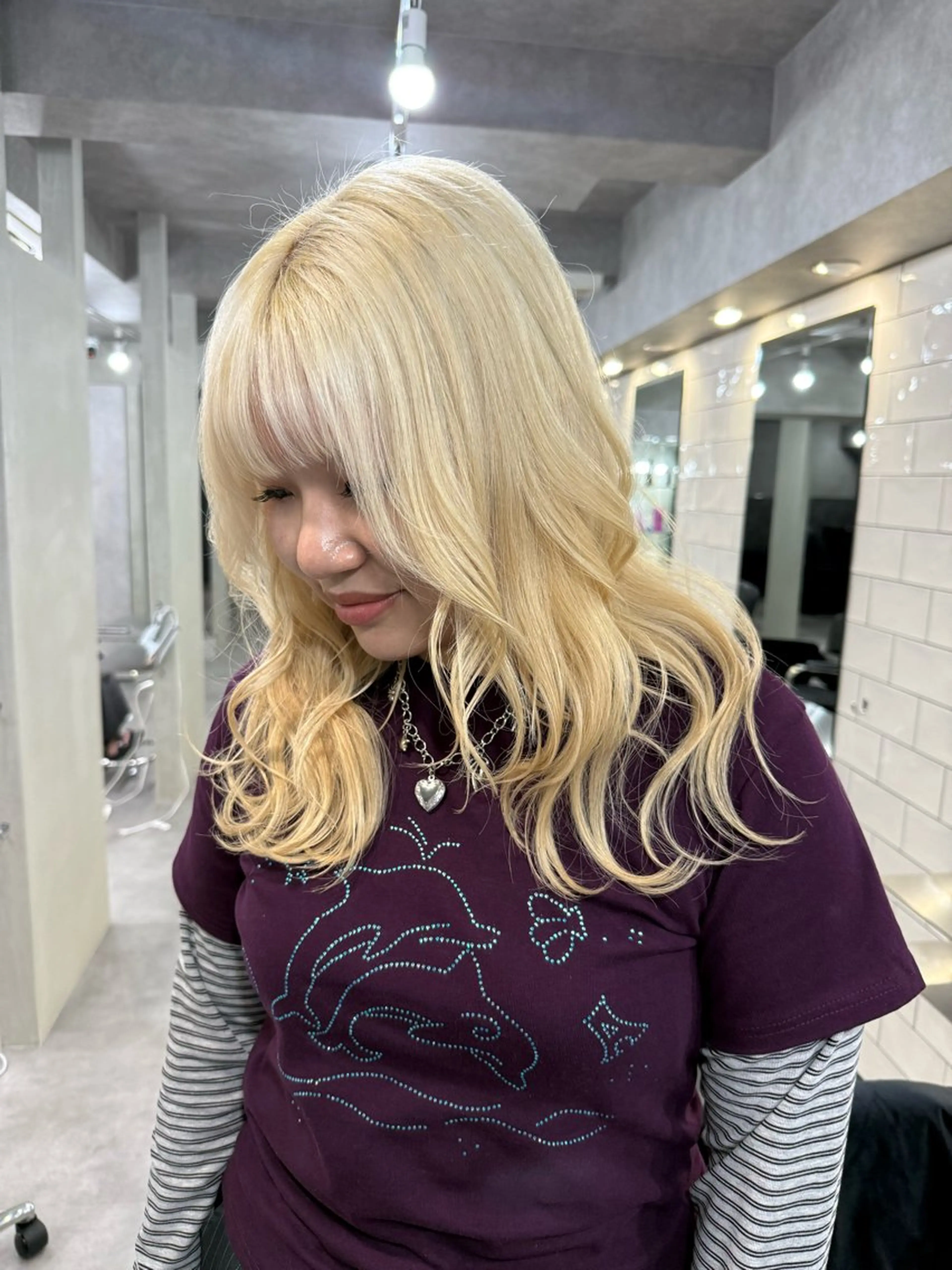 セミロング ヘアカラー 海外レイヤー/ ブロンドKazuhaのヘアスタイル