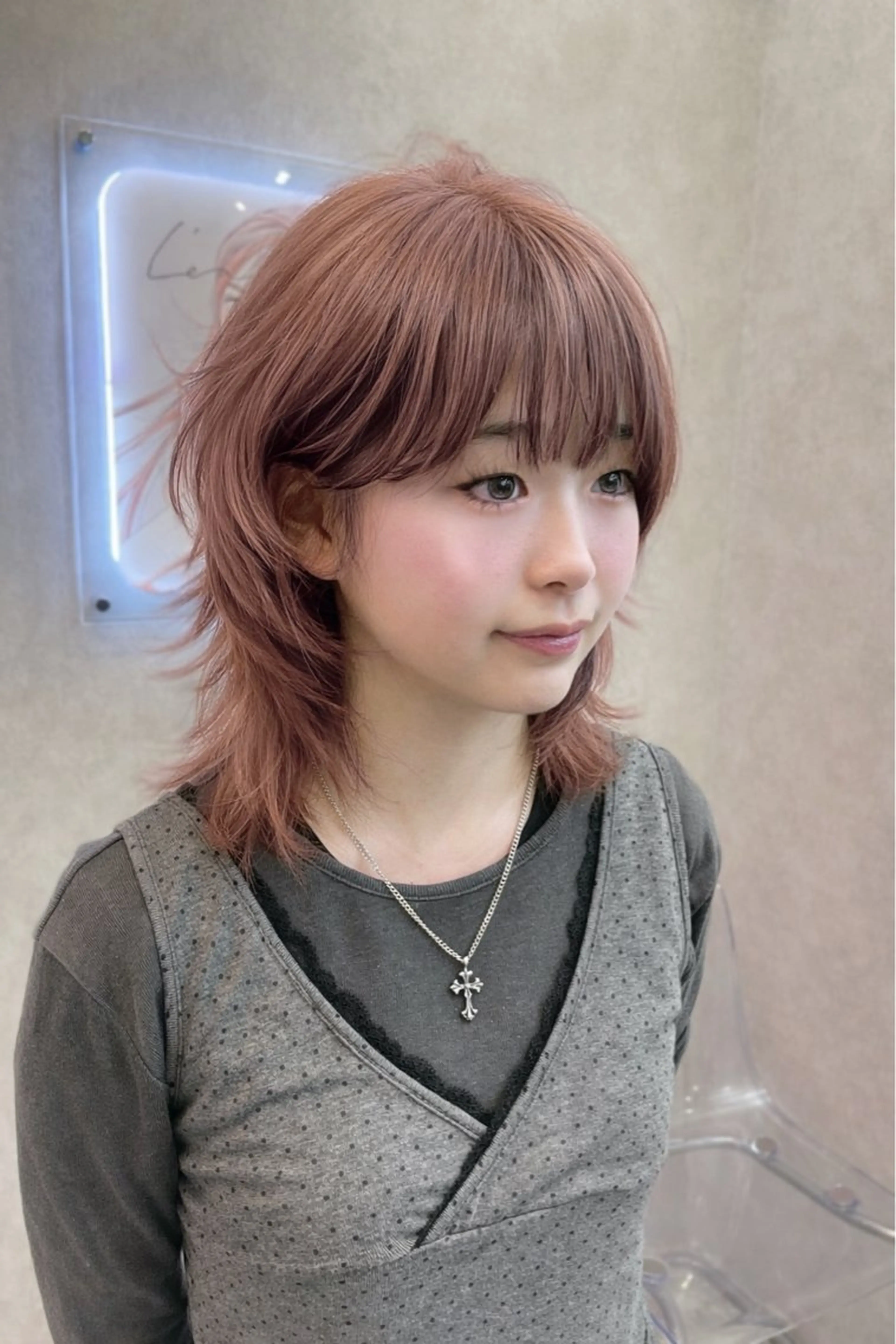 ミディアム カット ヘアカラー MOE 福岡韓国ヘア✧︎のヘアスタイル