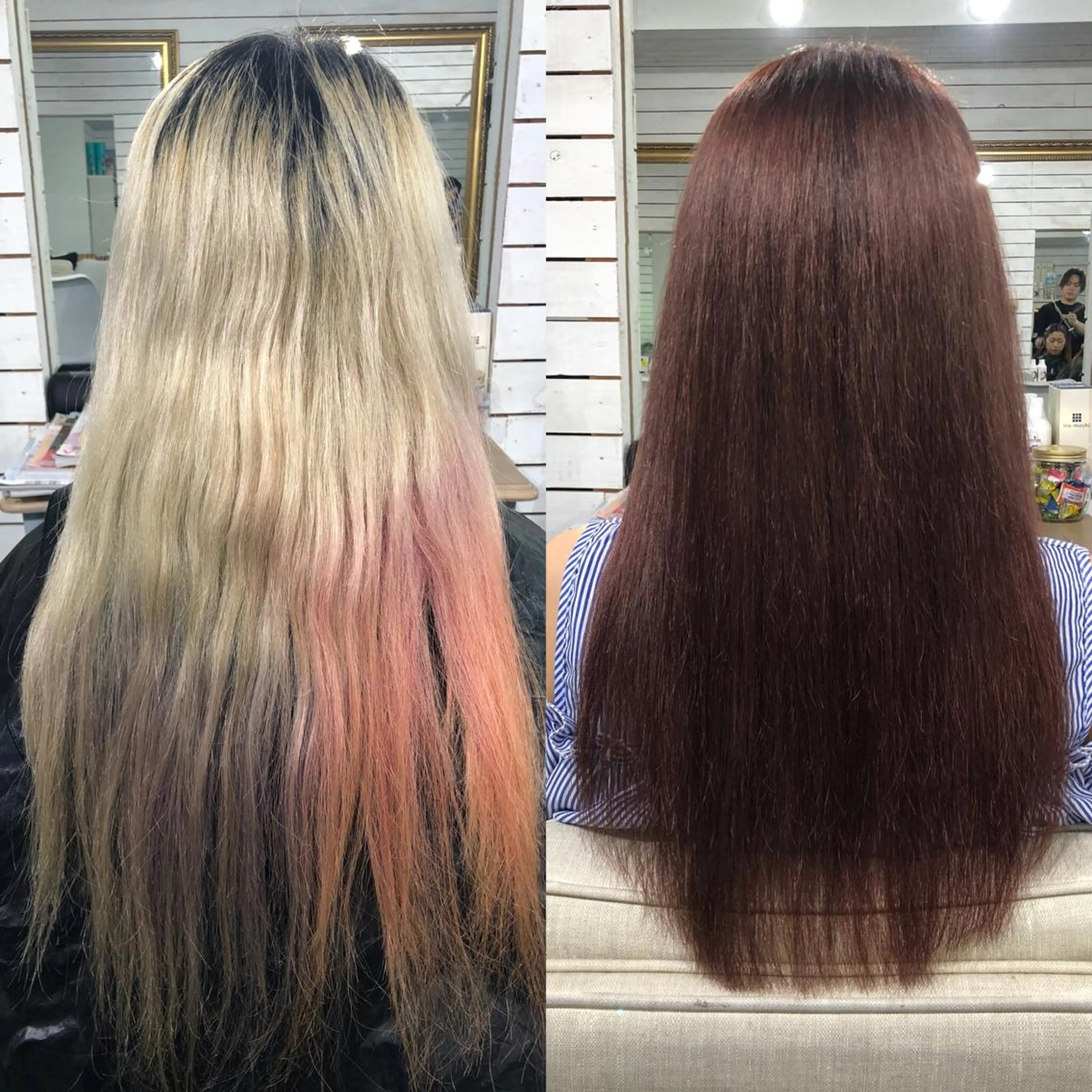 ロング カラー ヘアアレンジ ブラウンカラー ピンクカラー ピンクブラウン ヘアカラー 🦋美髪／エクステ 🦋アベイクミのヘアスタイル