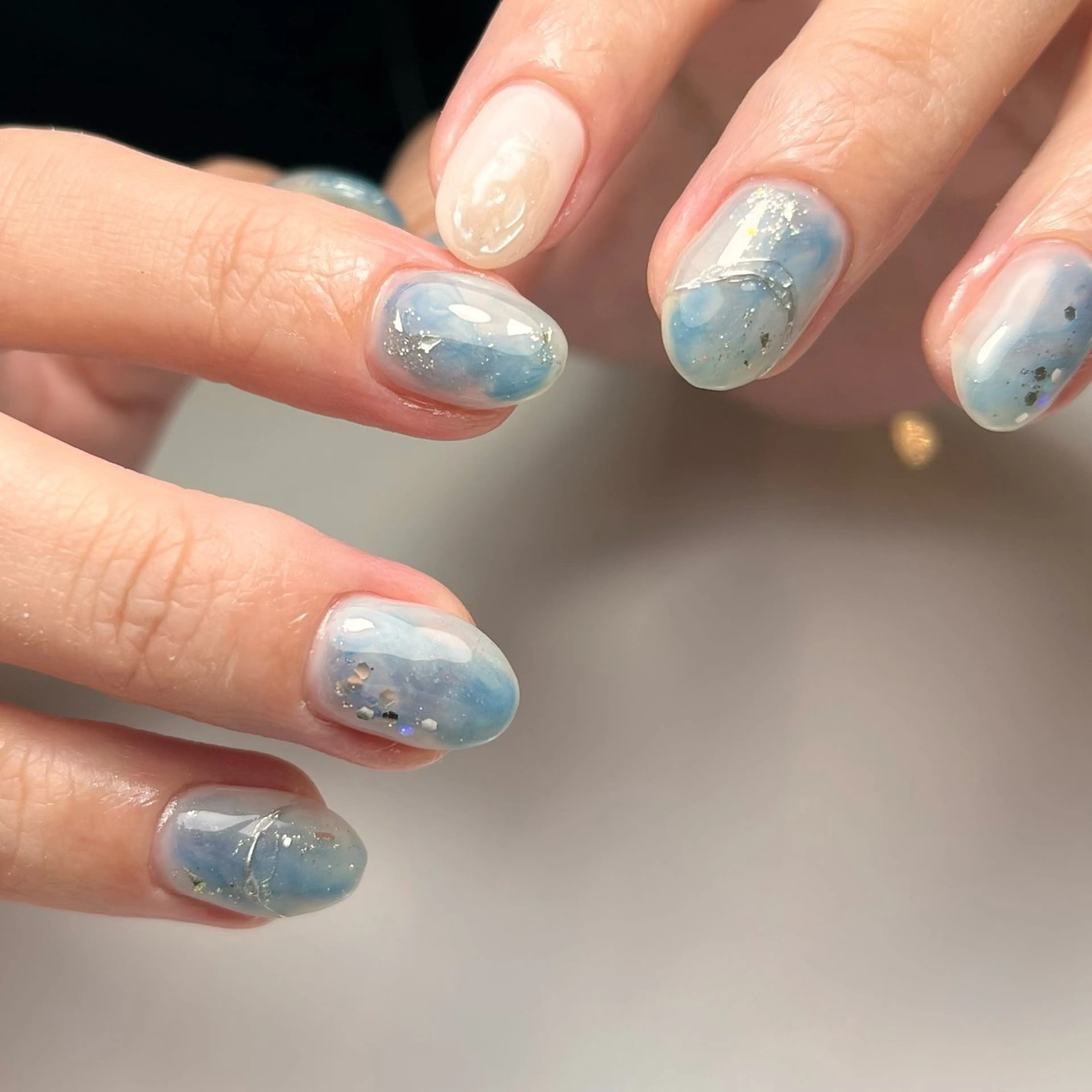 ネイル アートネイル ブルー ニュアンスネイル ballie／小野原 なつみのネイルデザイン