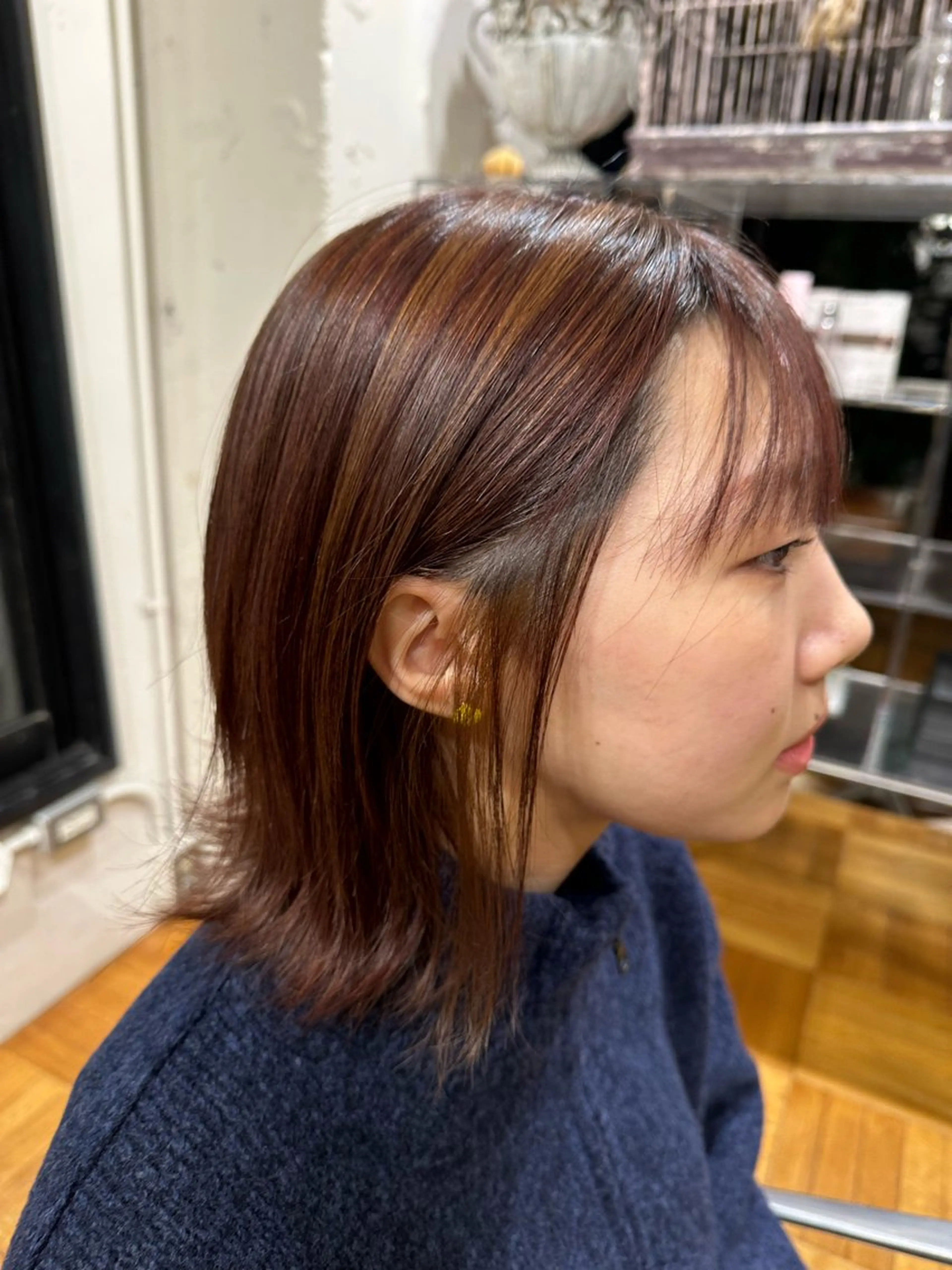 ミディアム カラー ボブ  レイヤー 髪質改善  相澤晃希のヘアスタイル