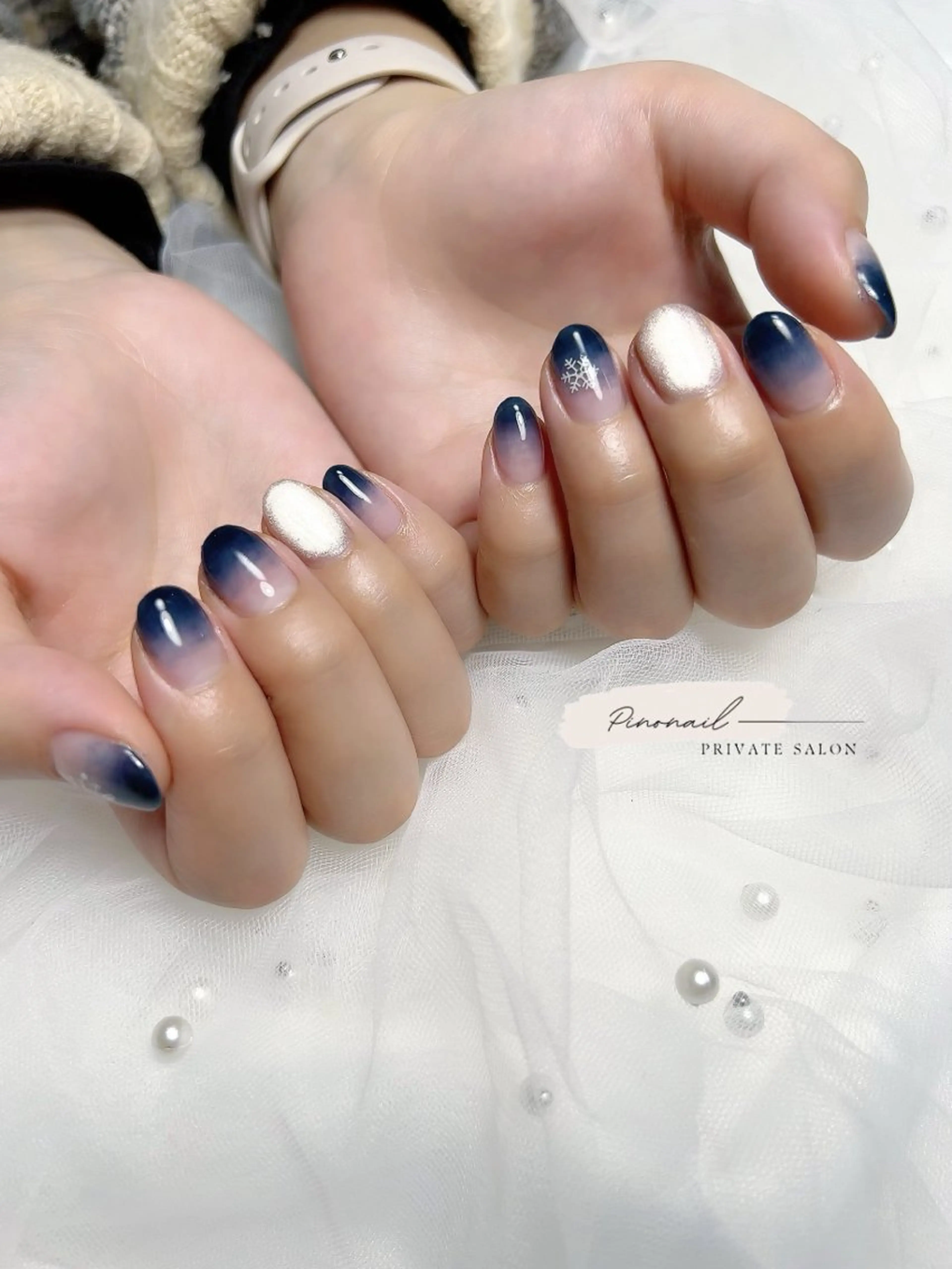 ネイル ブルー ハンドネイル Pino Nailのネイルデザイン