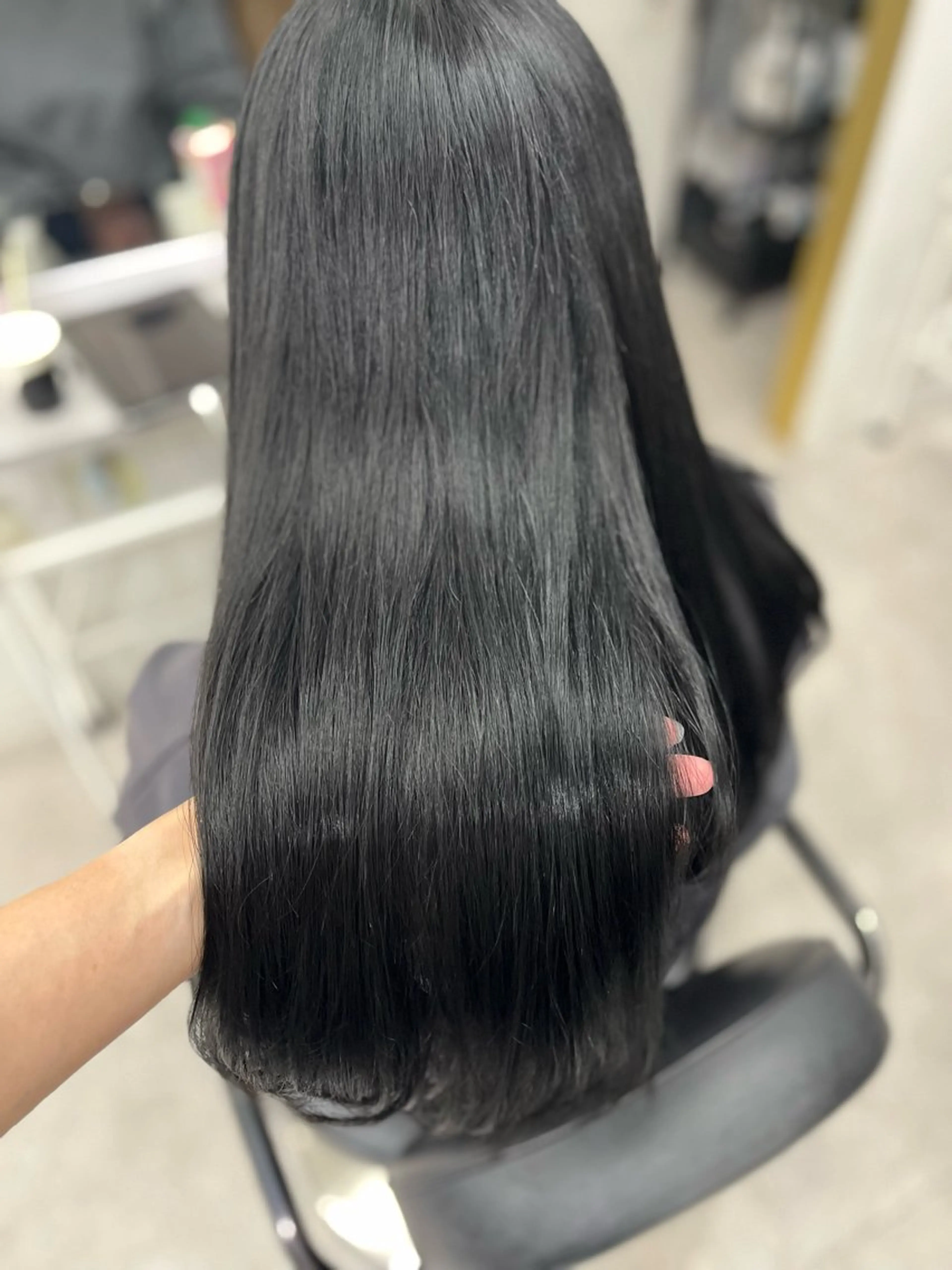 ロング カラー 黒髪 ブルーカラー ブルーブラック カット ヘアカラー トリートメント 🫧ぷる艶カラー🫧 Yuubi🦩のヘアスタイル