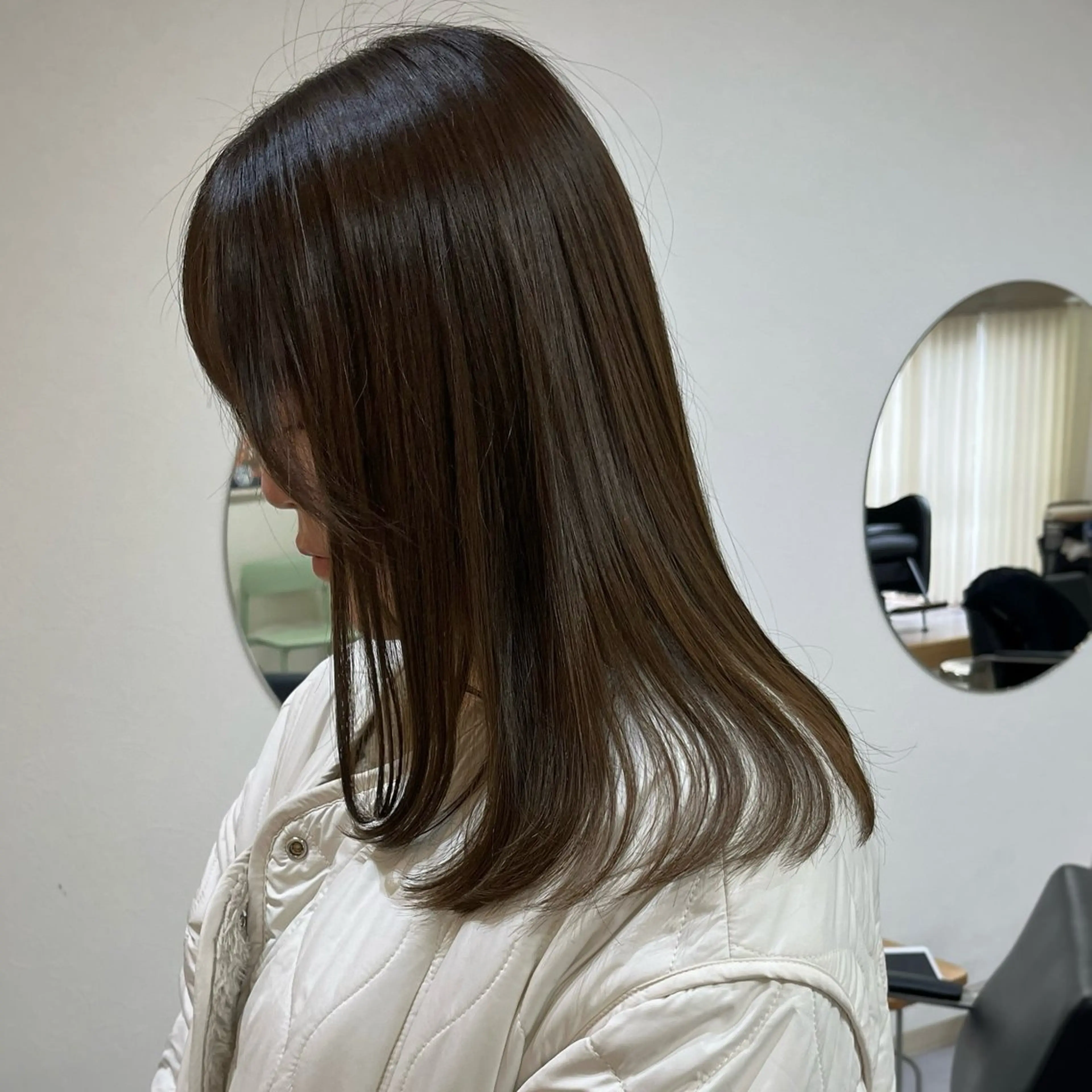 ミディアム カラー ブラウンカラー 透明感カラー カット ヘアカラー トリートメント ボブ/透明感カラー /坂口恵梨子のヘアスタイル