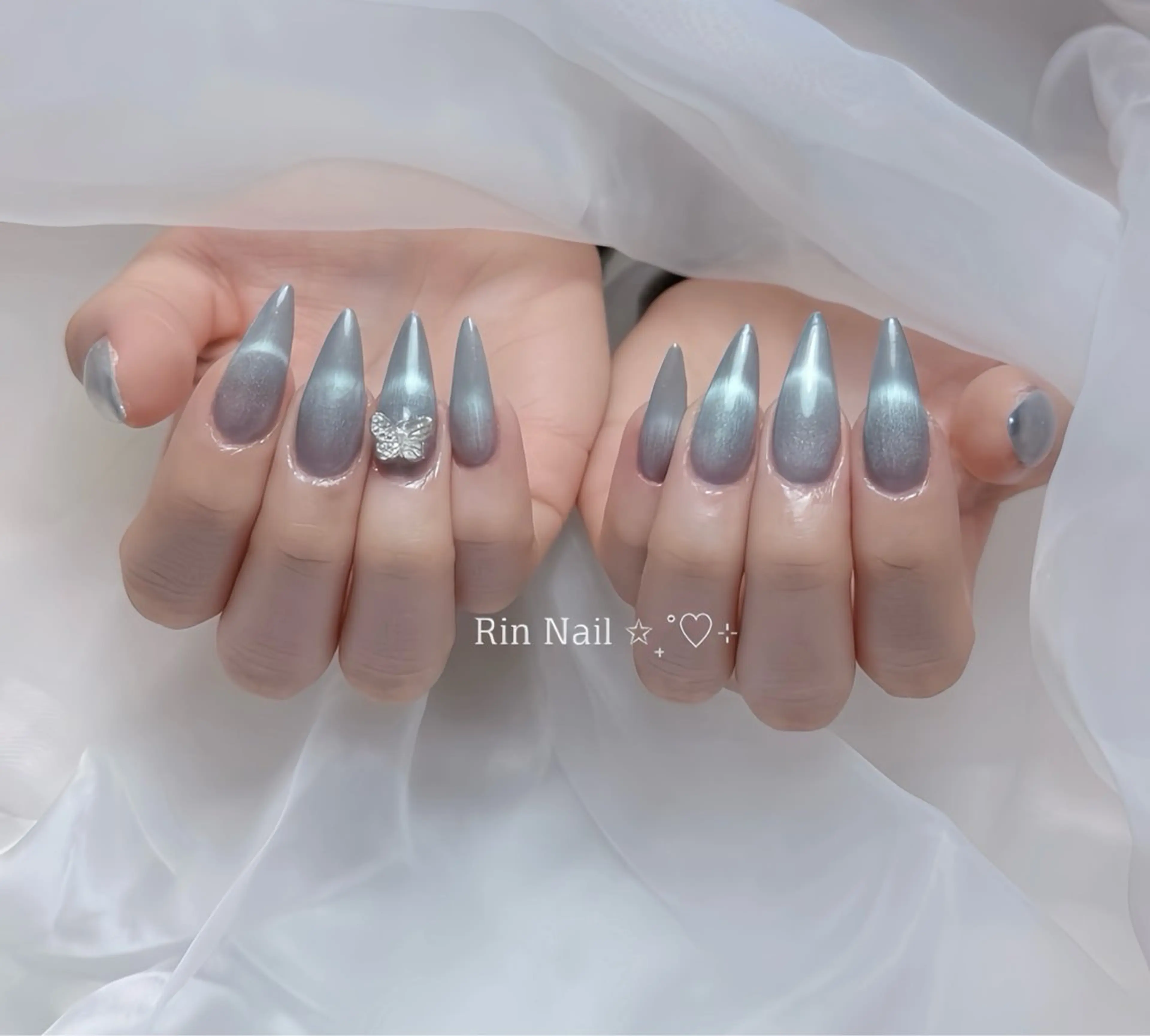 ネイル アートネイル チークネイル ジェルネイル ロングネイル マグネットネイル ハンドネイル Rin Nail 新大久保店のネイルデザイン