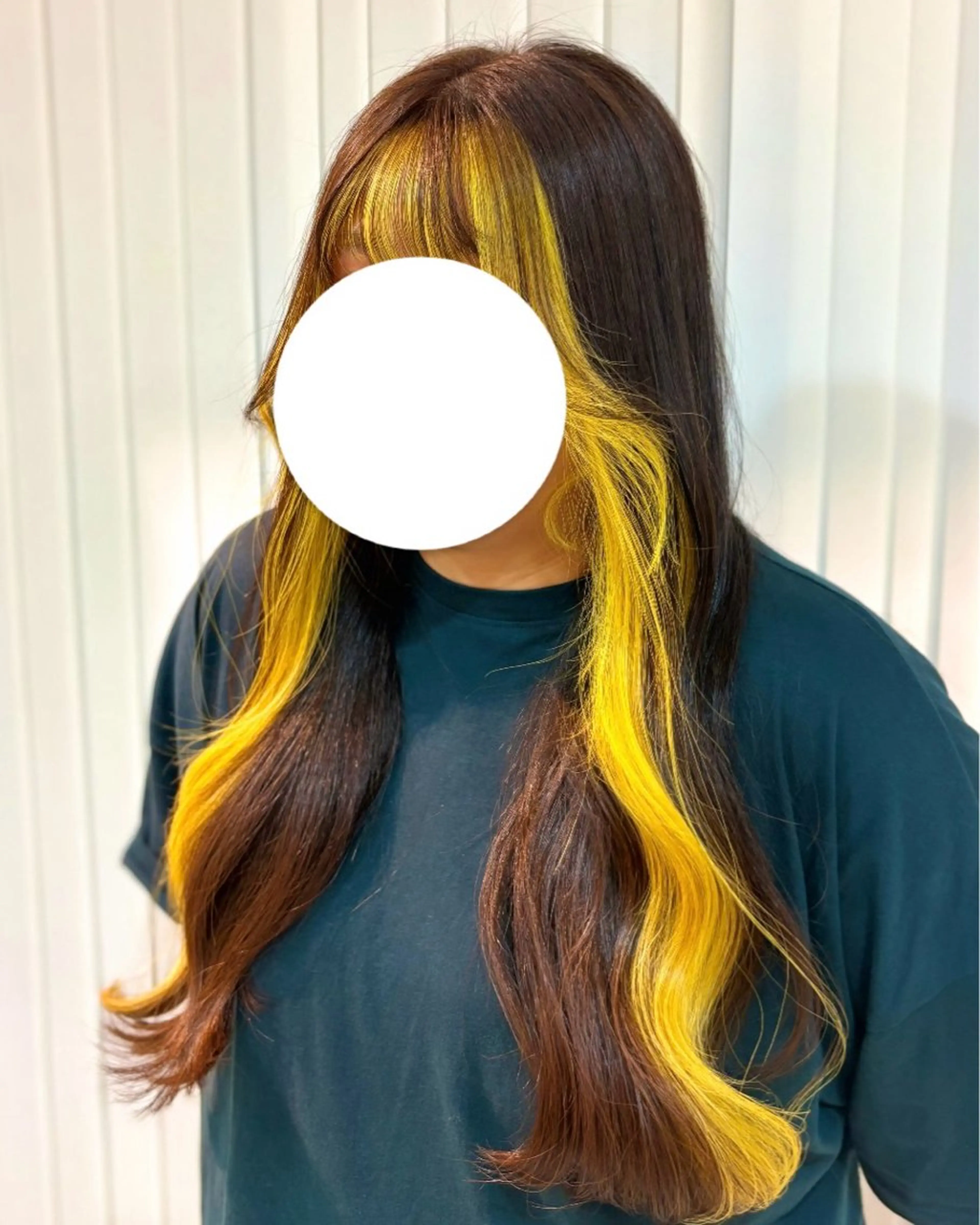 ロング ミストバング イエローカラー 🎀カラー・カットモ デル募集中✧めい🎀のヘアスタイル