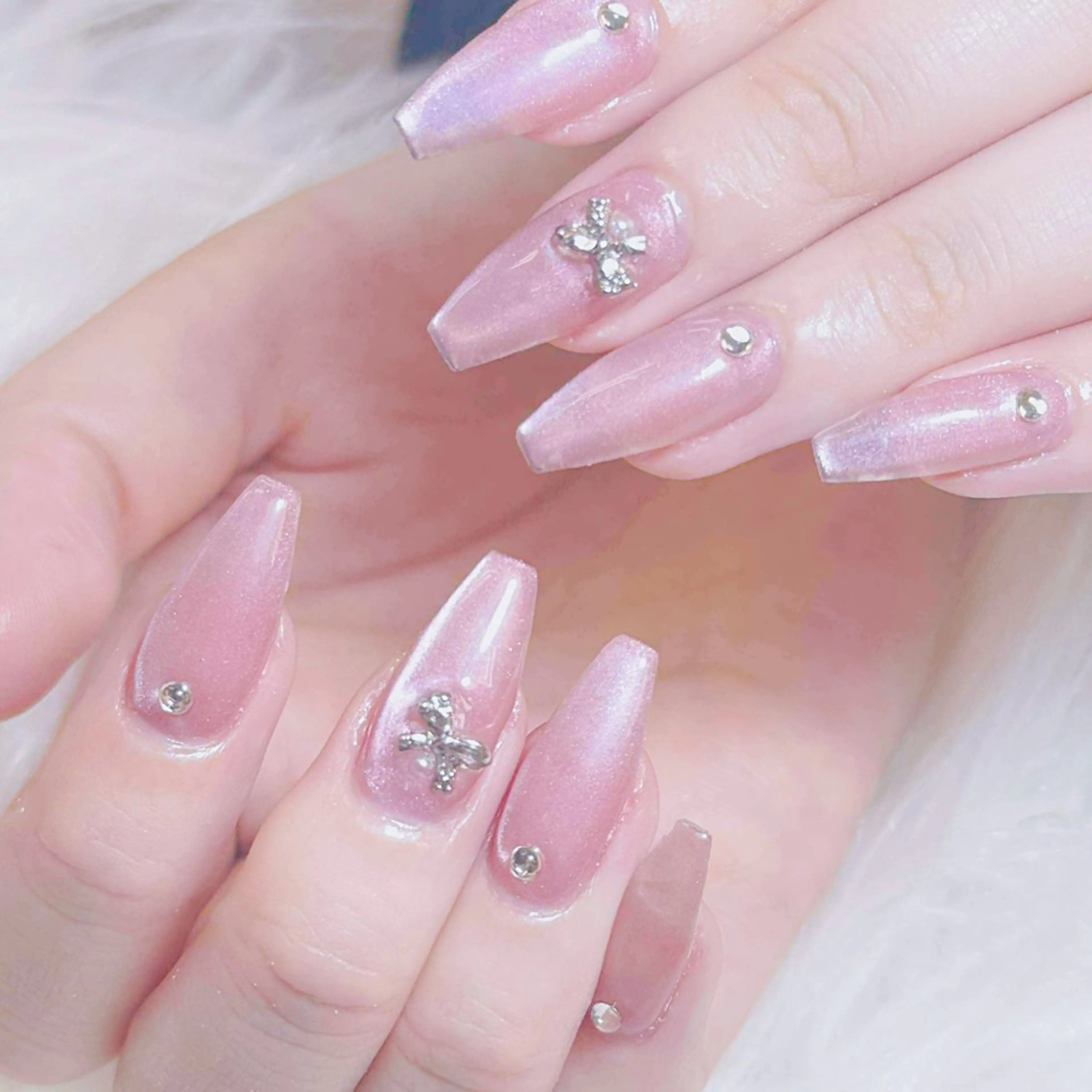 ネイル チークネイル 長さ出し フラッシュネイル フレンチネイル グラデーション ハンドネイル AN NAIL SALONのネイルデザイン