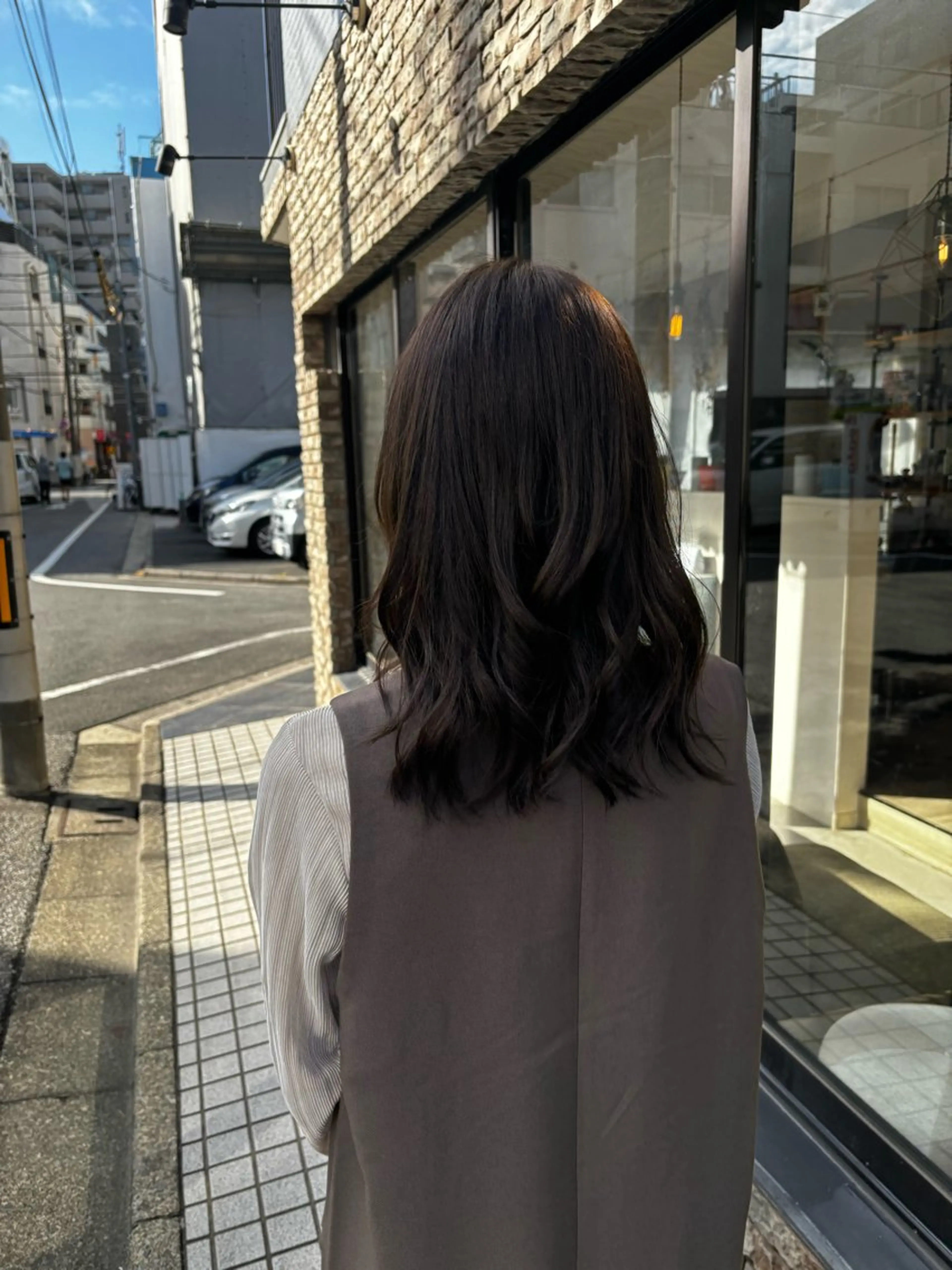 セミロング カラー ベージュカラー オリーブベージュ カット ヘアカラー 🍒サクラ🍒 /透明感カラー/艶髪のヘアスタイル