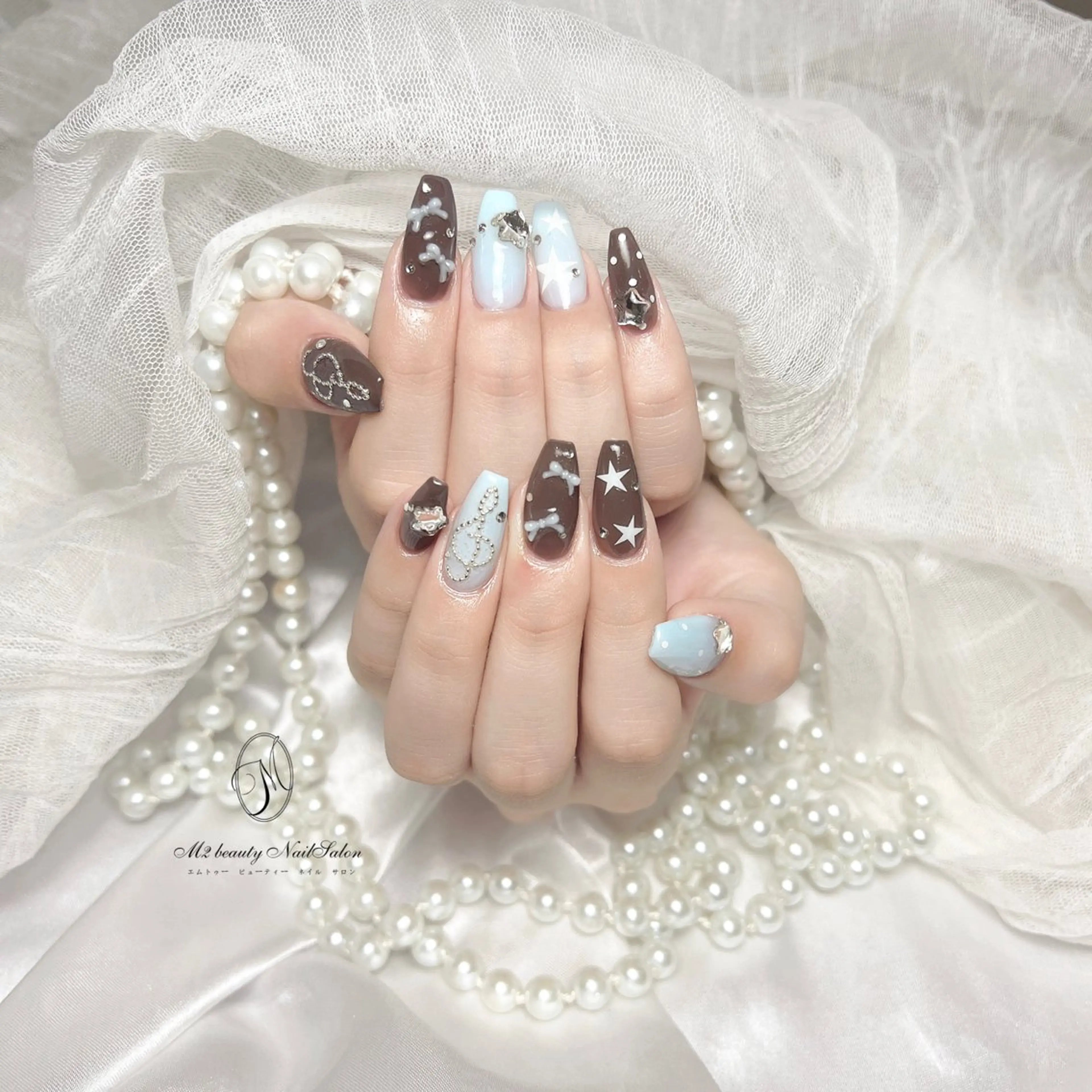 ネイル 長さ出し フットネイル フレンチネイル ガラスフレンチ グラデーション ハンドネイル M2beauty Renaのネイルデザイン