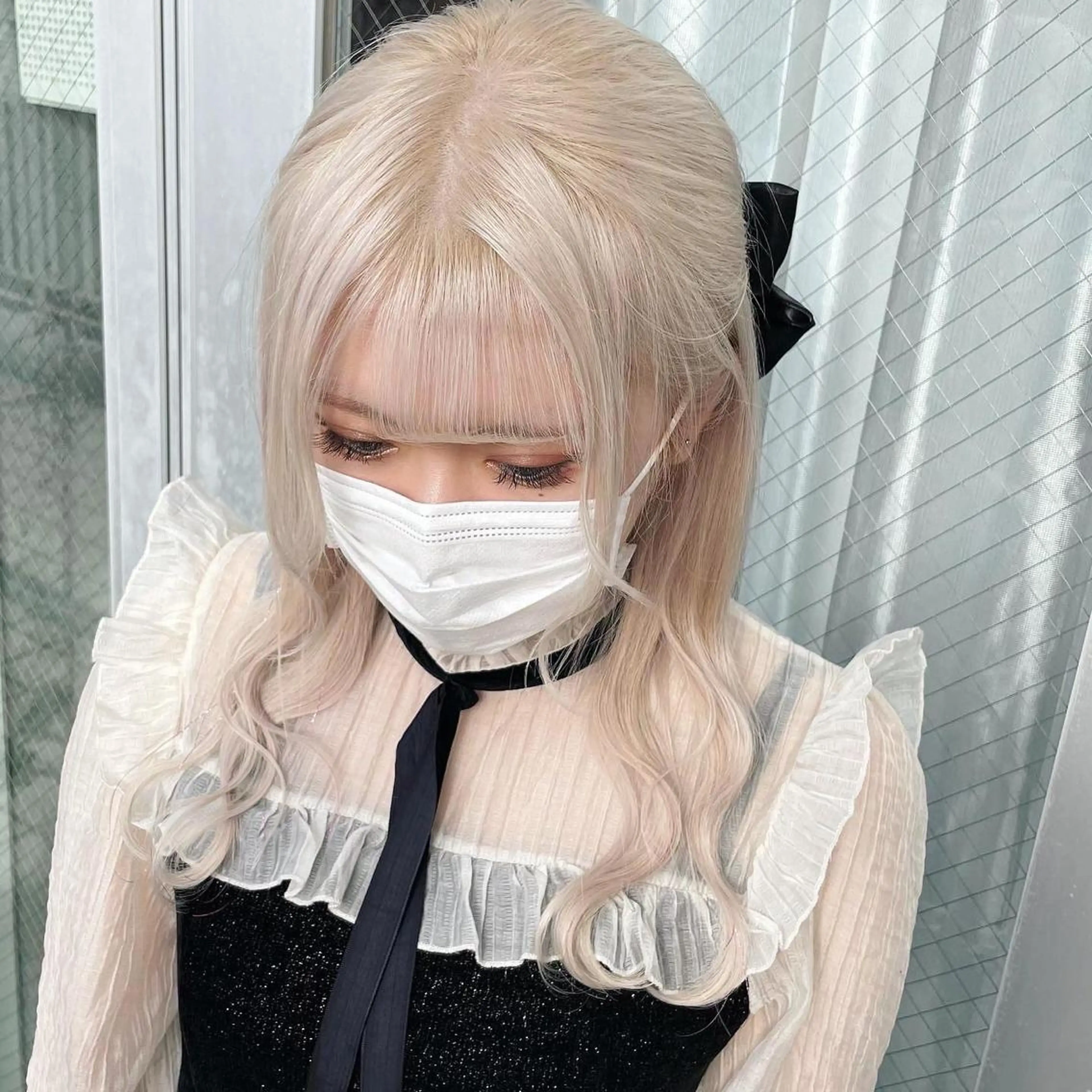 セミロング カラー ヘアカラー トリートメント Lull1人美容室 バレイヤージュのヘアスタイル