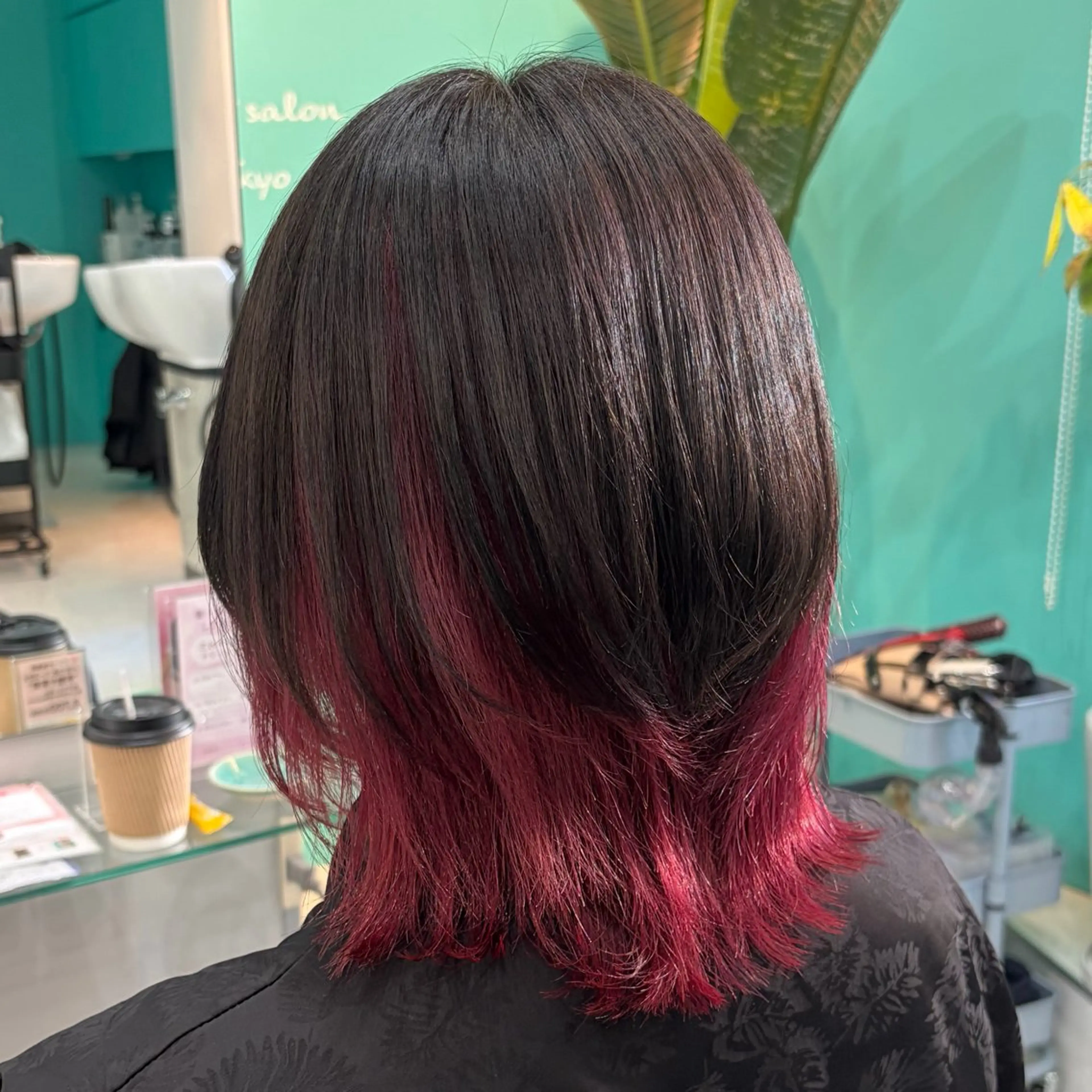 ミディアム カラー インナーカラー レッドカラー デザインカラー/ ボブ/Natsukiのヘアスタイル