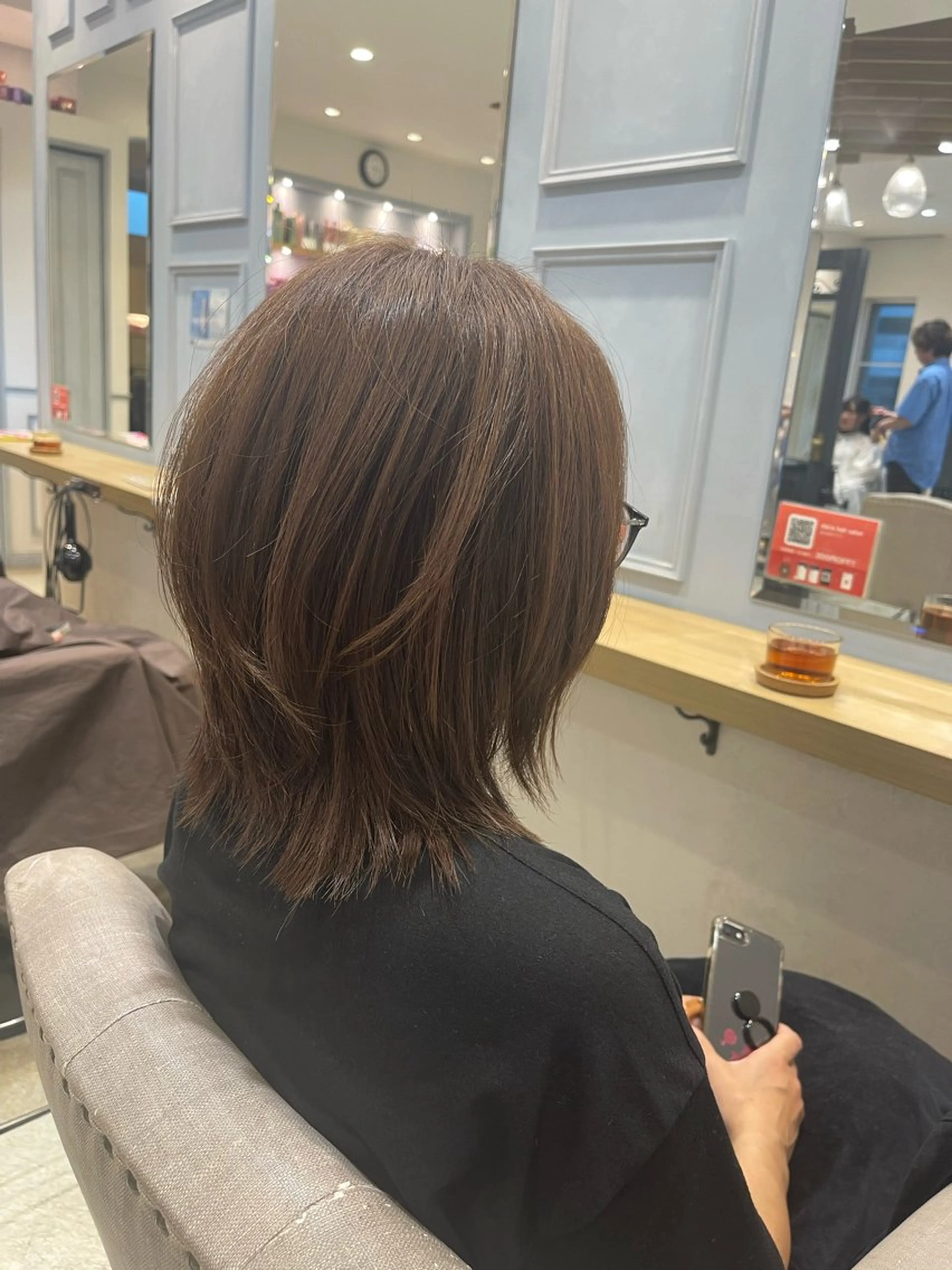 ミディアム カラー ベージュカラー ブラウンカラー ブラウンベージュ カット トリートメント ショート/ボブ アンドウ☺︎のヘアスタイル