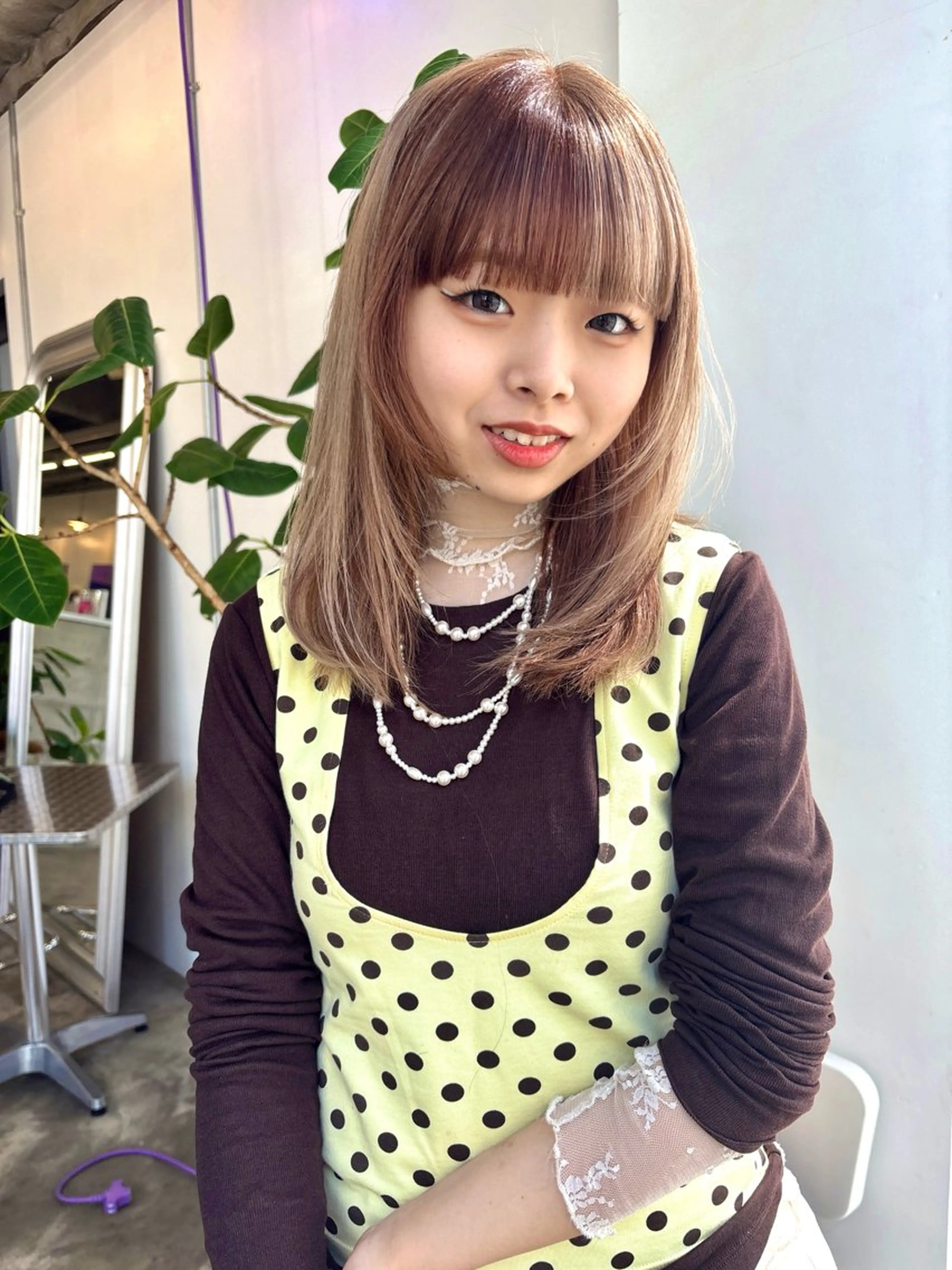 ミディアム カラー ブリーチ デザインカラー ヘアカラー ness／ rina♩⋆͛*のヘアスタイル