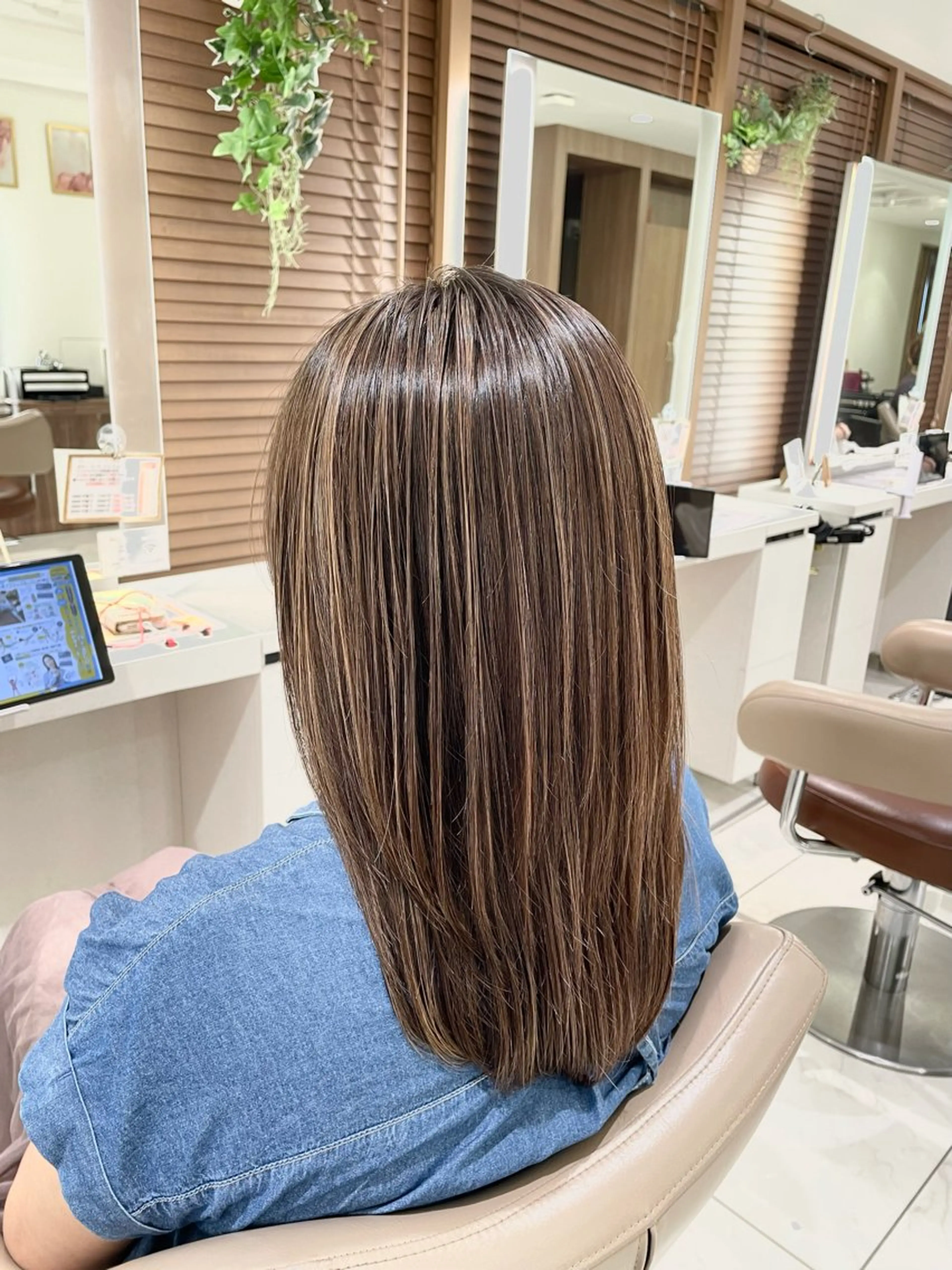 セミロング ハイライト カット ヘアカラー トリートメント 清藤綾/脱白髪染め 白髪ぼかしハイライトのヘアスタイル