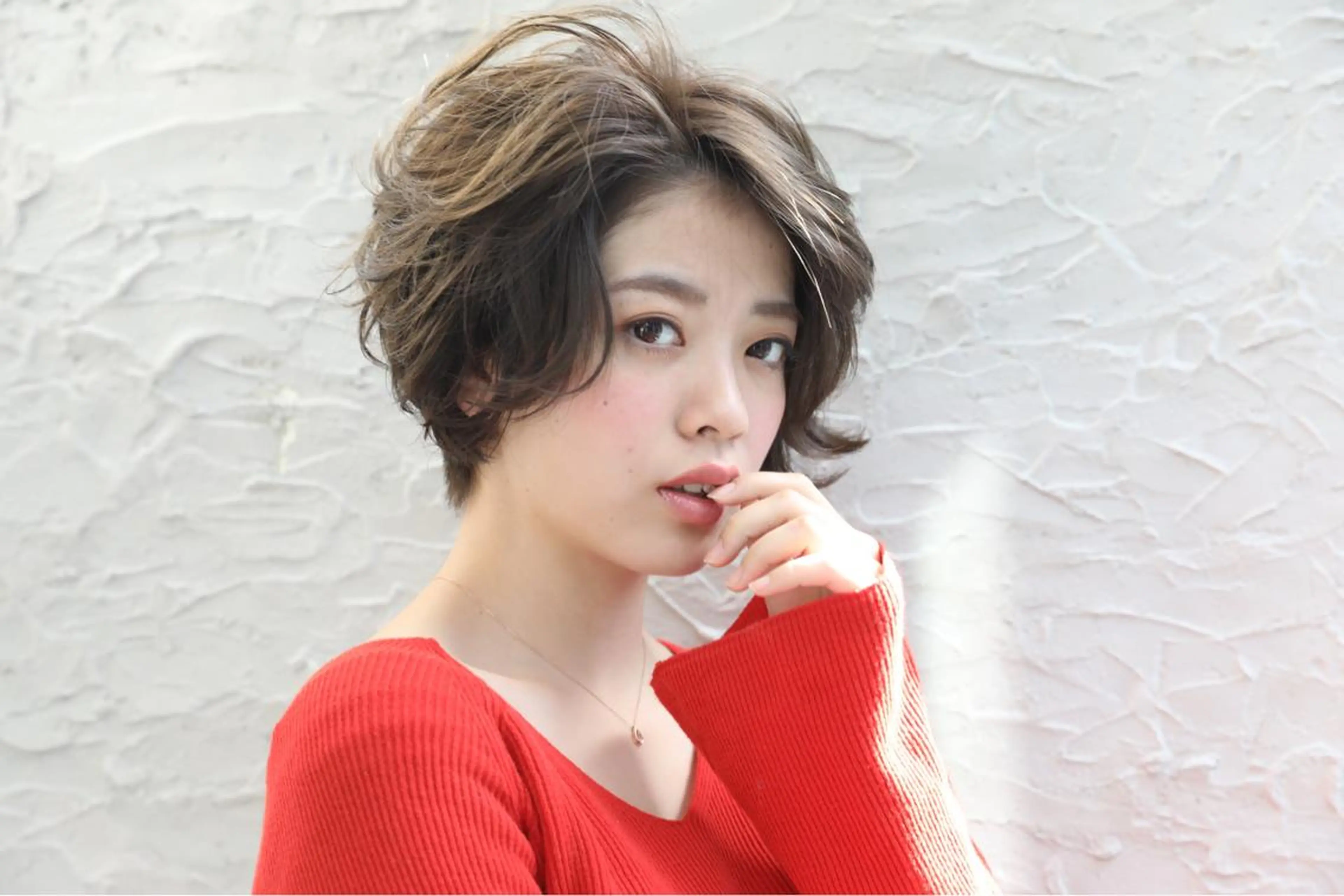 ショート ハイライト 髪質改善 小顔カット Endearing 銀座/レイヤーカットのヘアスタイル