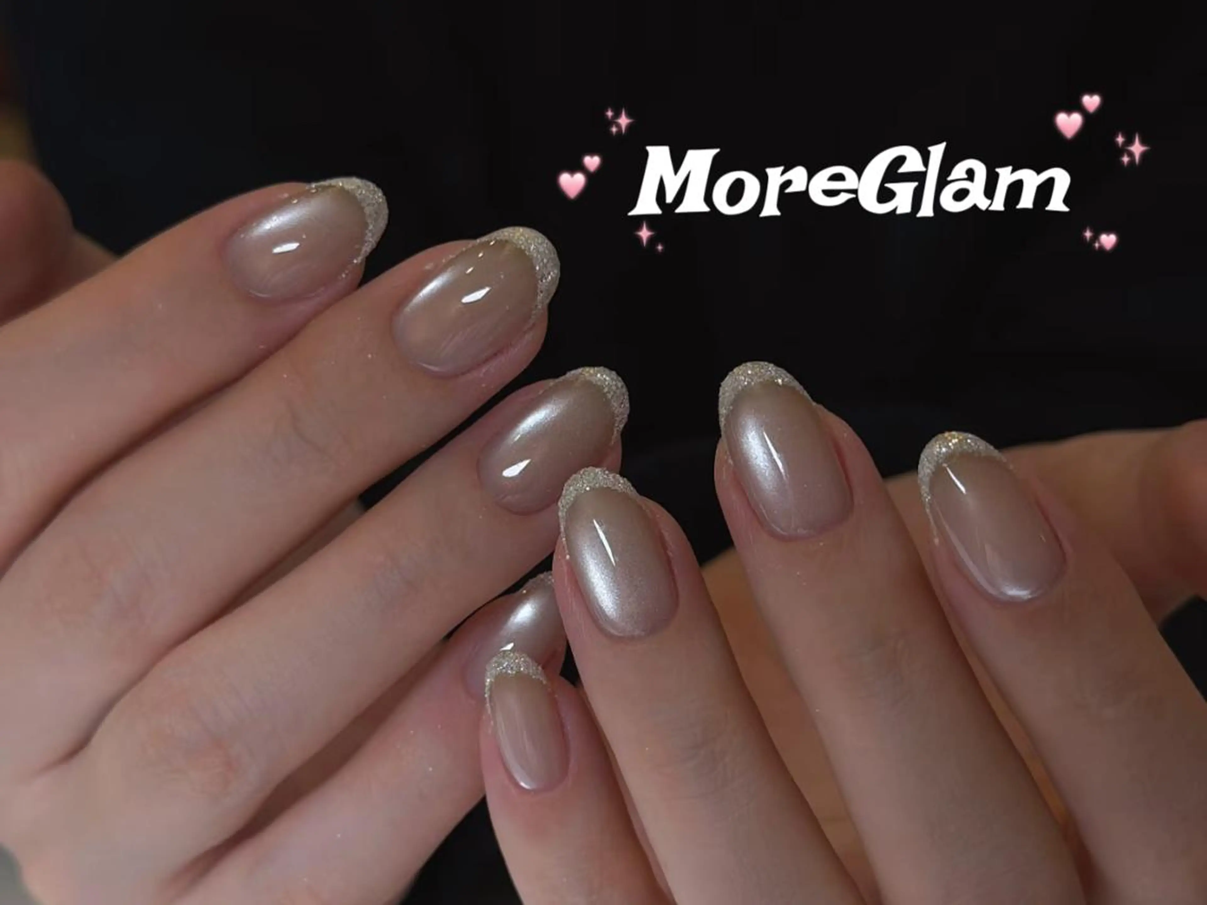 ネイル フットネイル フレンチネイル ジェルネイル ガラスフレンチ 韓国ネイル MoreGlam Nailsのネイルデザイン