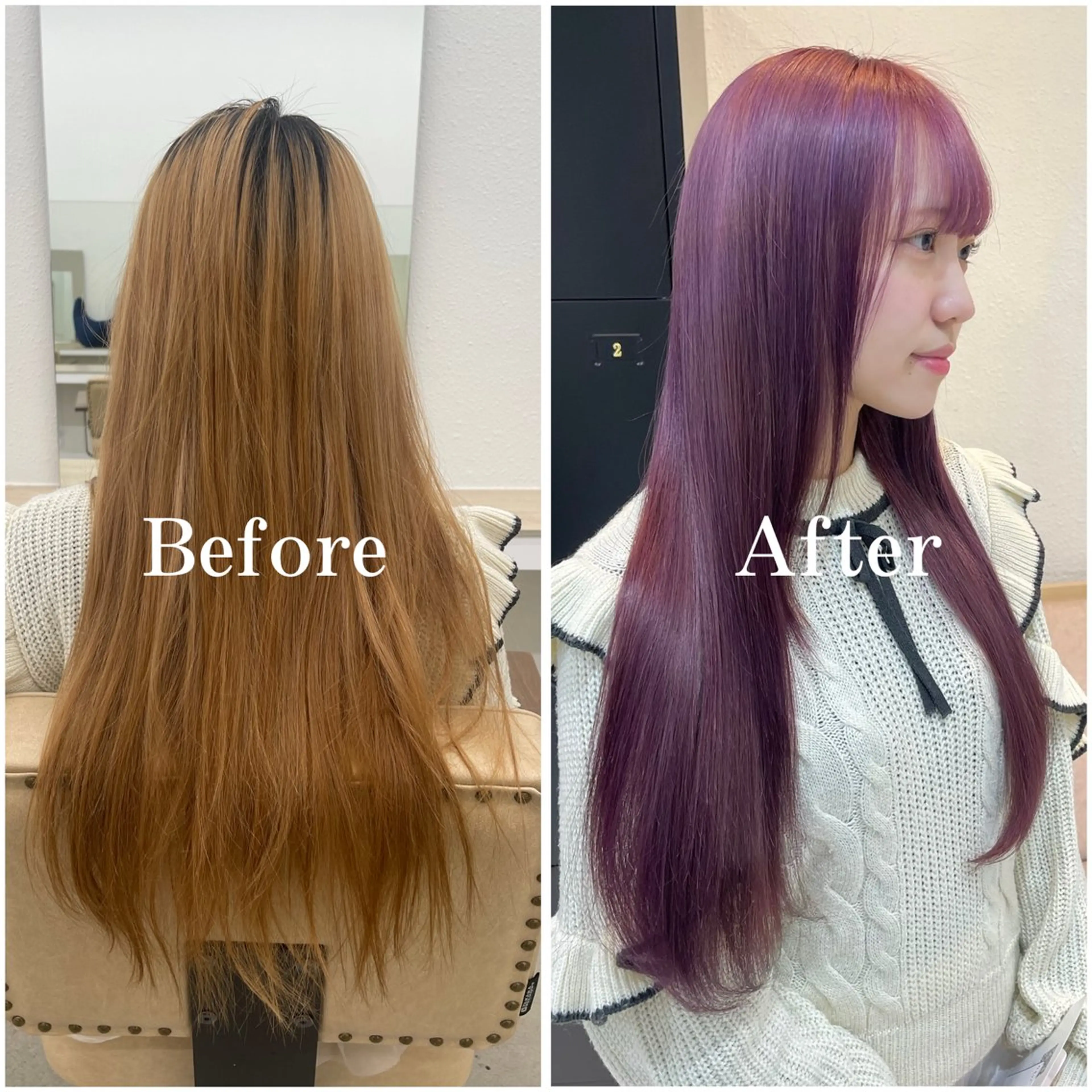 ロング カラー ブリーチ デザインカラー 似合わせカット 縮毛矯正 ムラ修正/ ハイトーン💖Riaのヘアスタイル