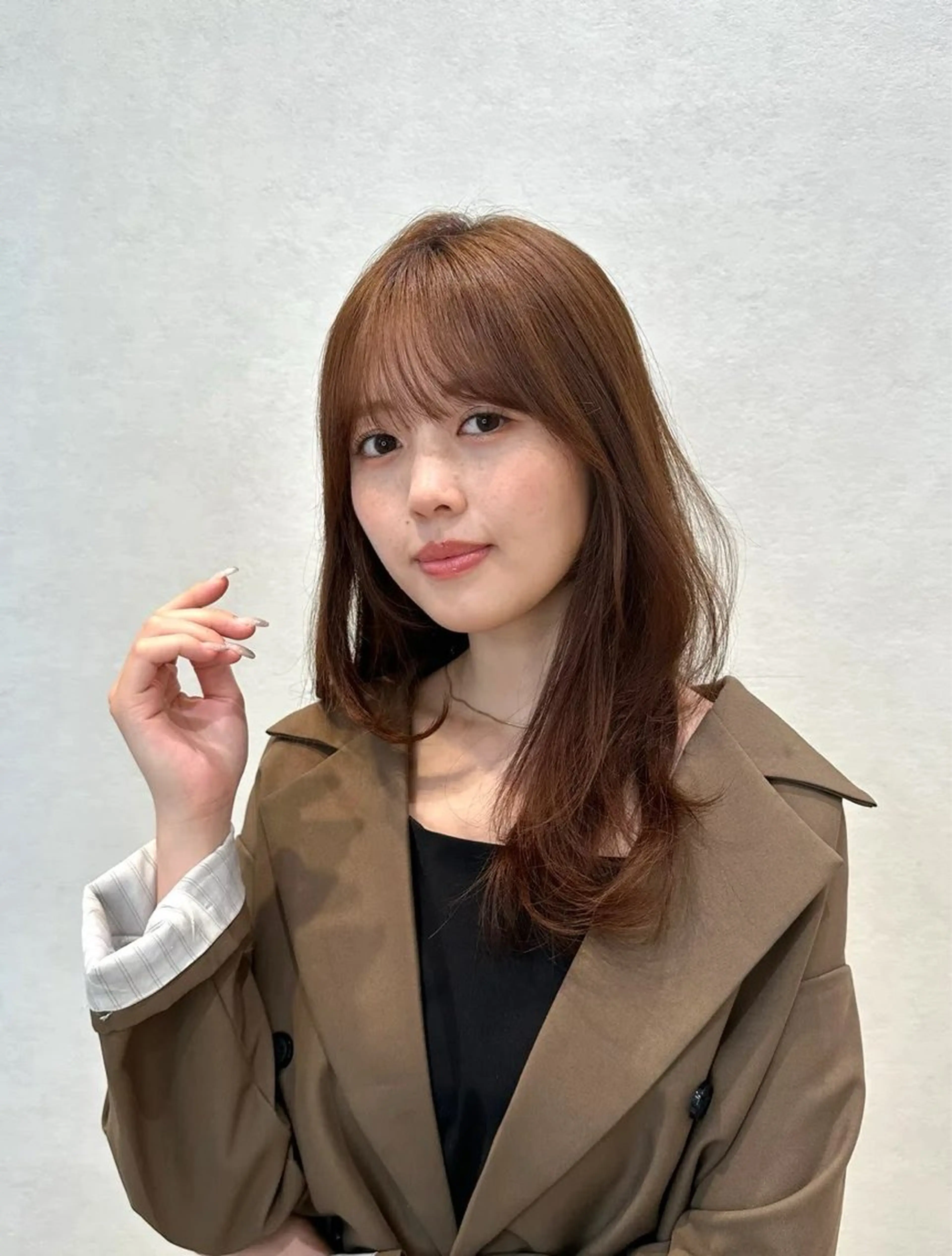 ミディアム カラー パーマ トリートメント ヘッドスパ 🫧小顔×似合わせ× 透明感カラー🫧のヘアスタイル