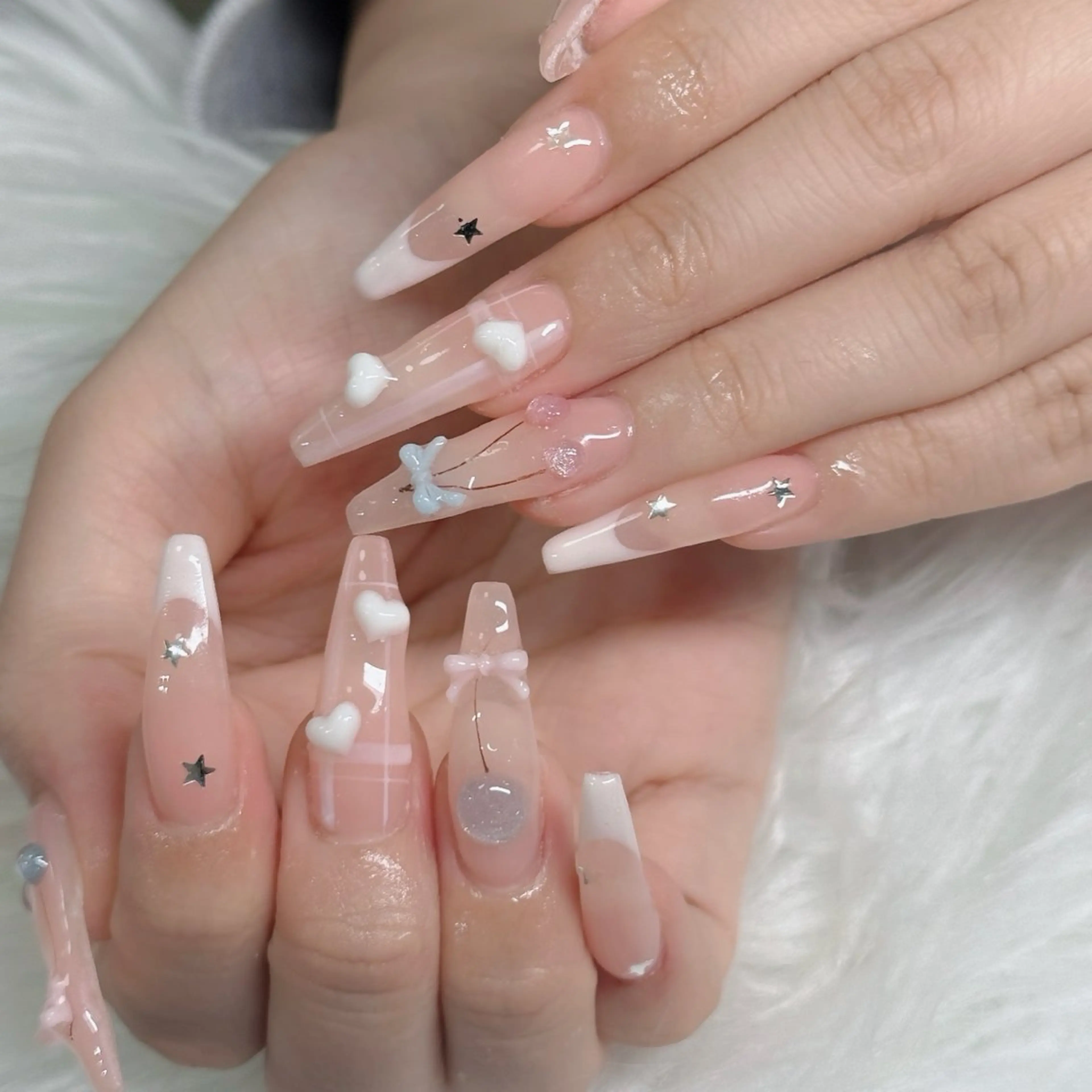 ネイル フットネイル フレンチネイル グラデーション 韓国ネイル ロングネイル ハンドネイル Hani Nail Salonのネイルデザイン