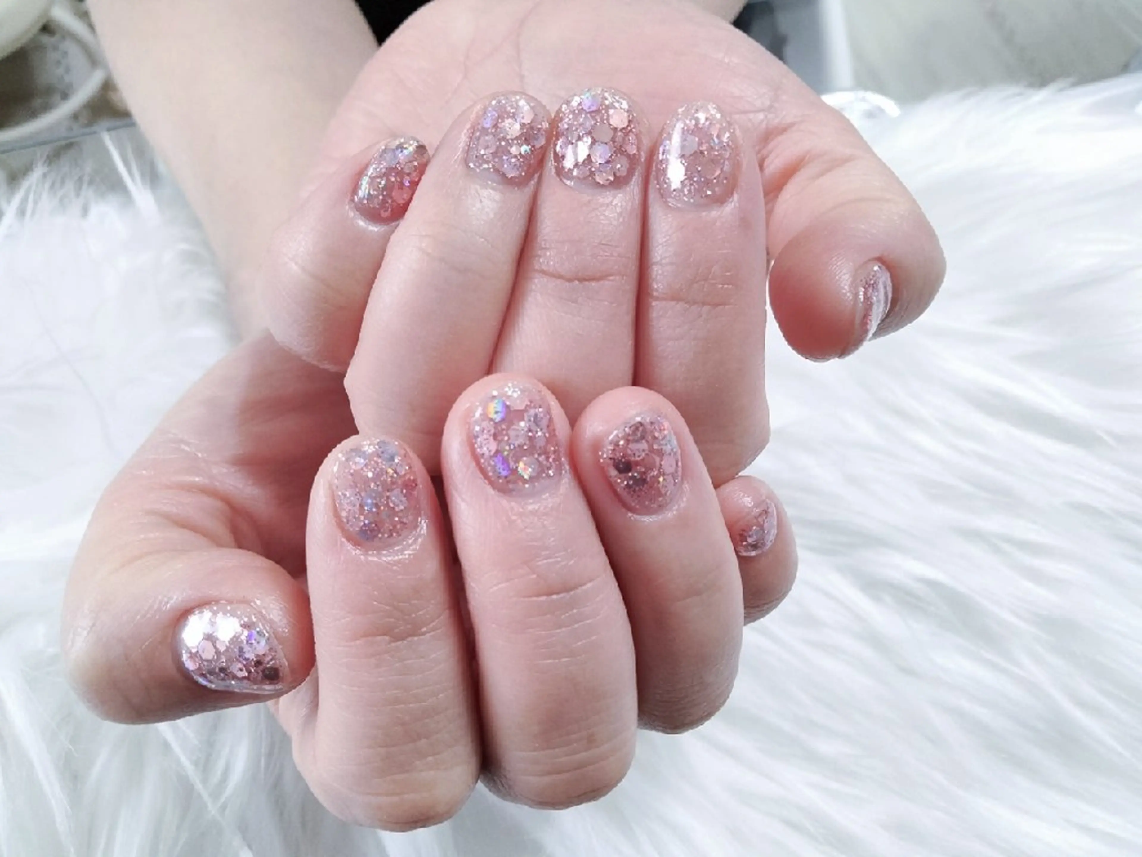 ネイル キラキラネイル ラメ(グリッター) ワンカラーネイル ハンドネイル ハンドケア Beaubie  nailサロンのネイルデザイン