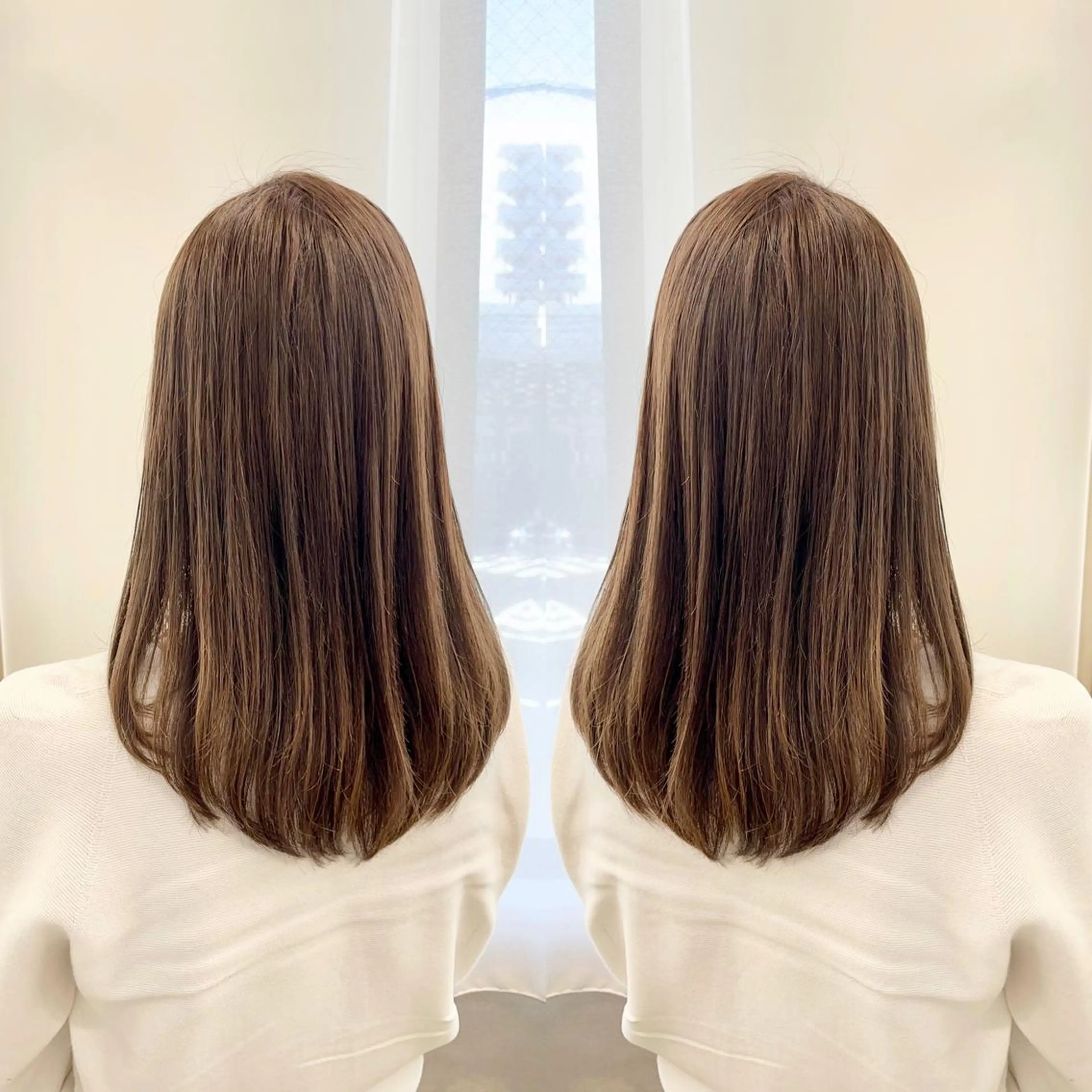 セミロング カラー パーマ 縮毛矯正 天野 涼のヘアスタイル