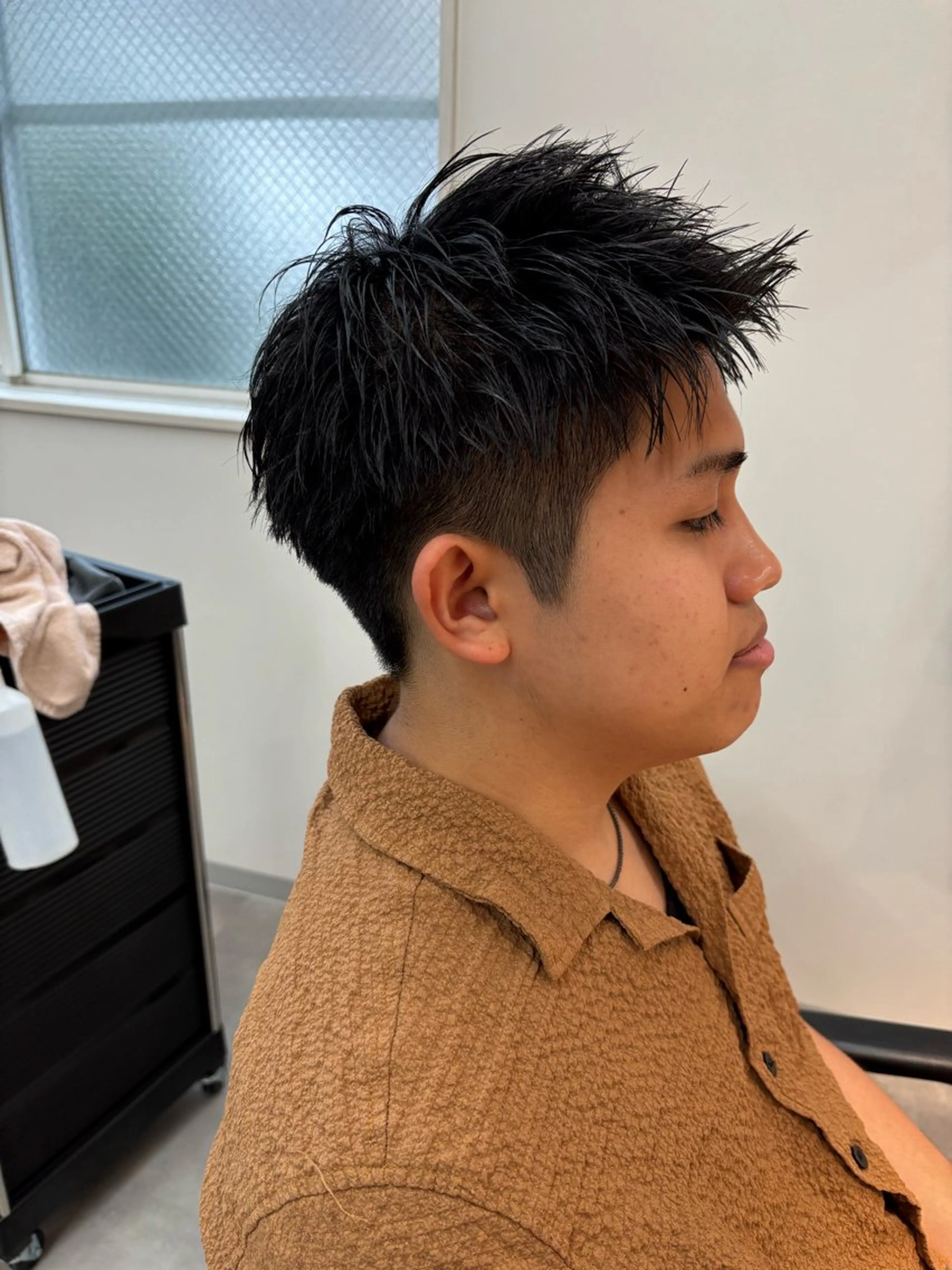 メンズ アップバング メンズショート カット 保立/フェザーパーマ /メンズカット千葉のヘアスタイル