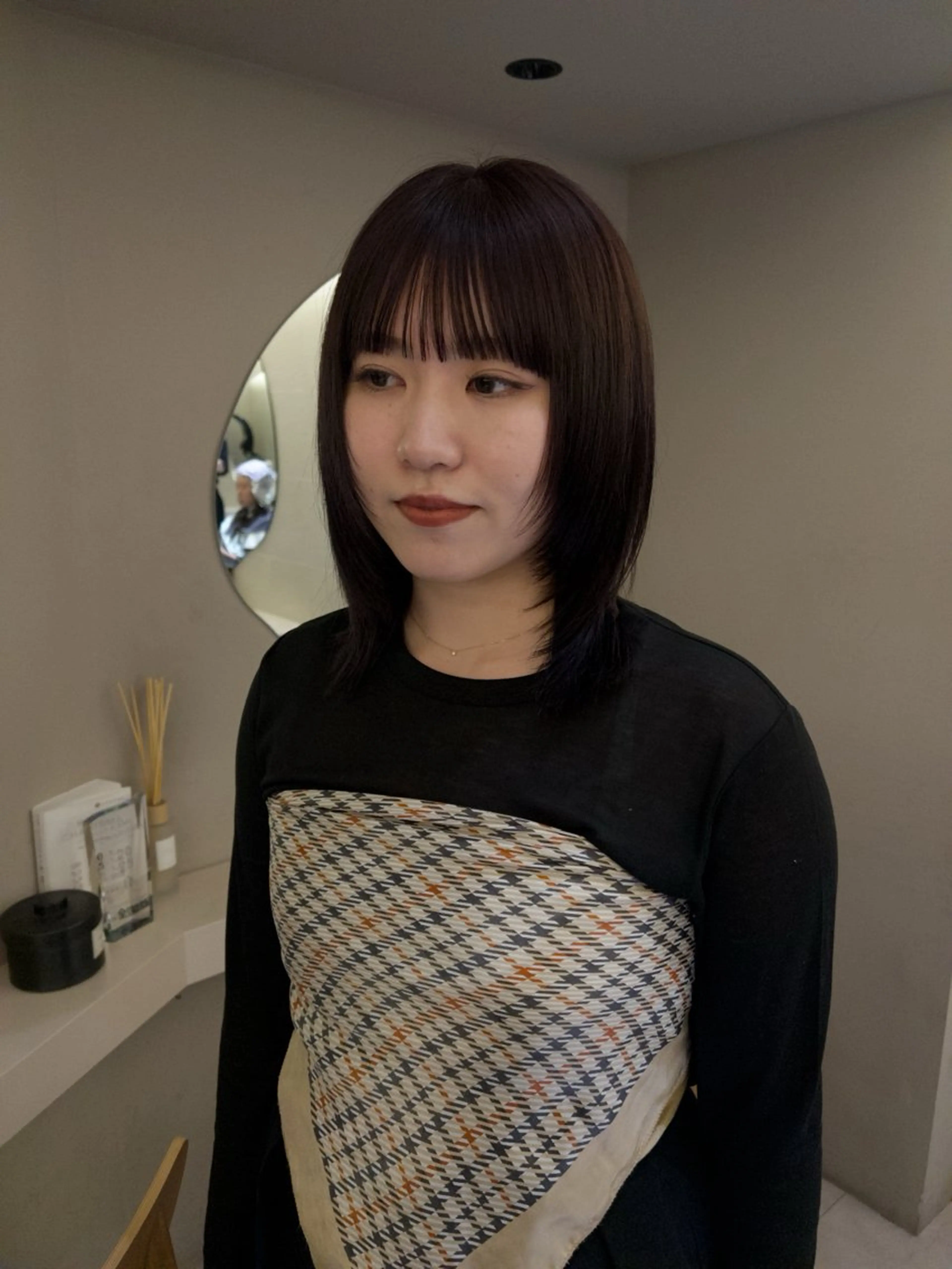 ミディアム ミディアムパーマ ヘアカラー manami /ショ ート/カットモデルのヘアスタイル