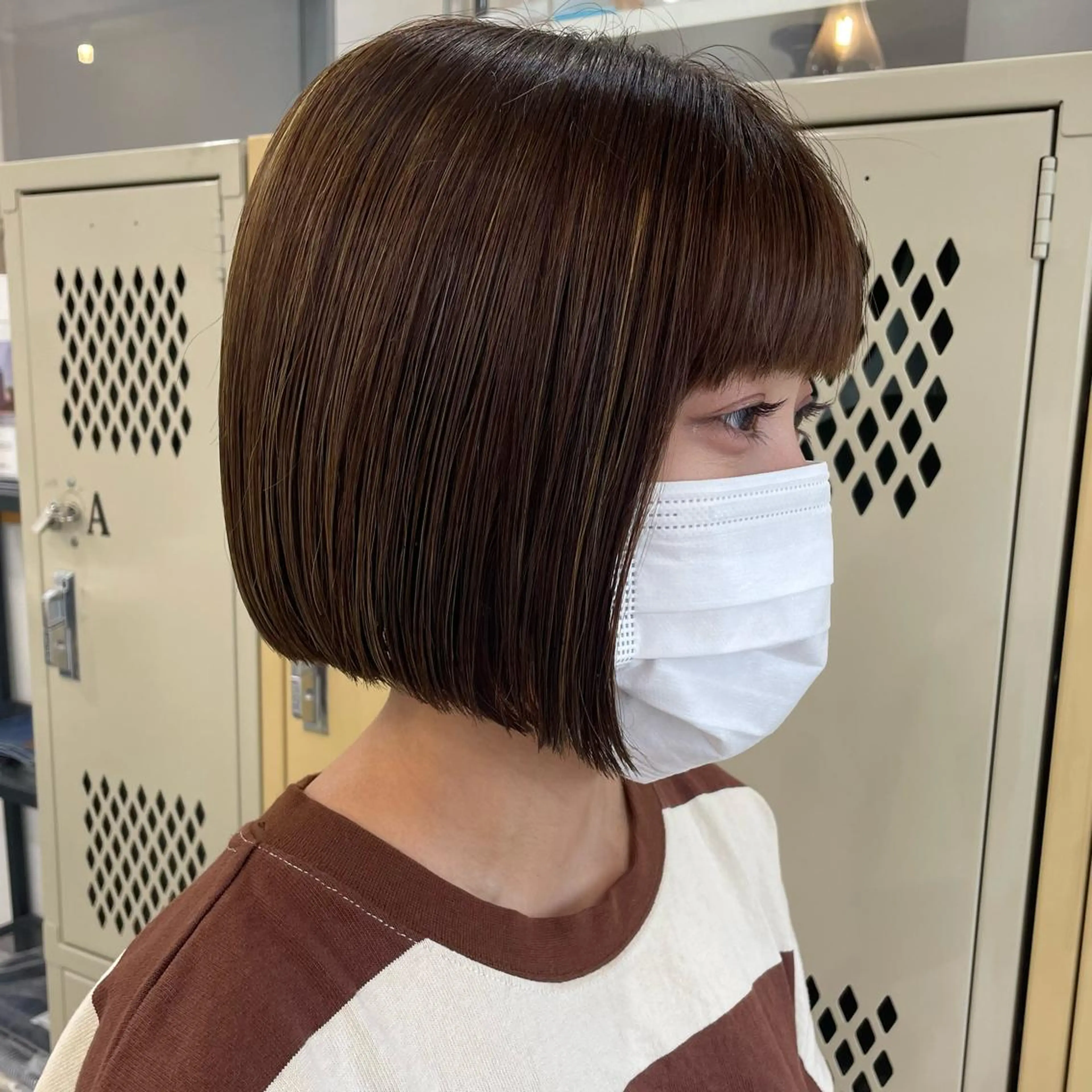 ミディアム ボブ ハイライト SUNC/🤎 オオクマ　カナエ🤎のヘアスタイル